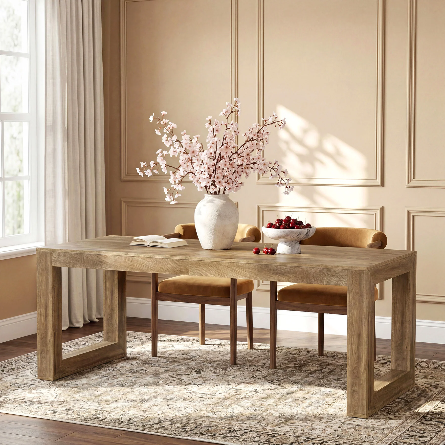 78.7" Dining Table, Rectangular Kitchen Table with Sturdy Base for 6-8 People - Image 3