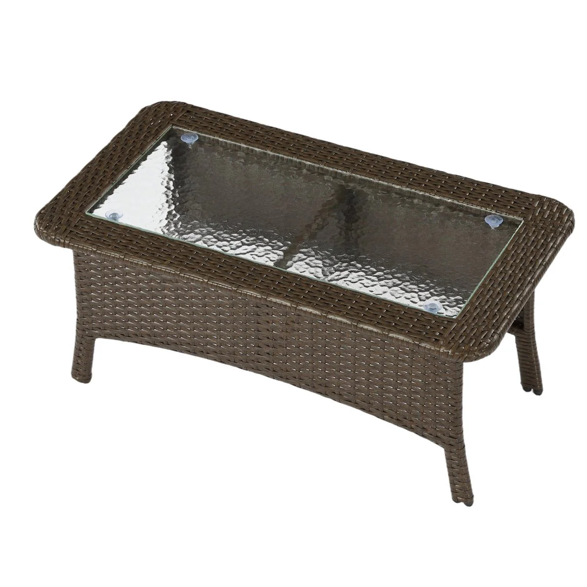 35.4" Outdoor Coffee Table, Rectangular Wicker Center Table With Glass Top - Image 10