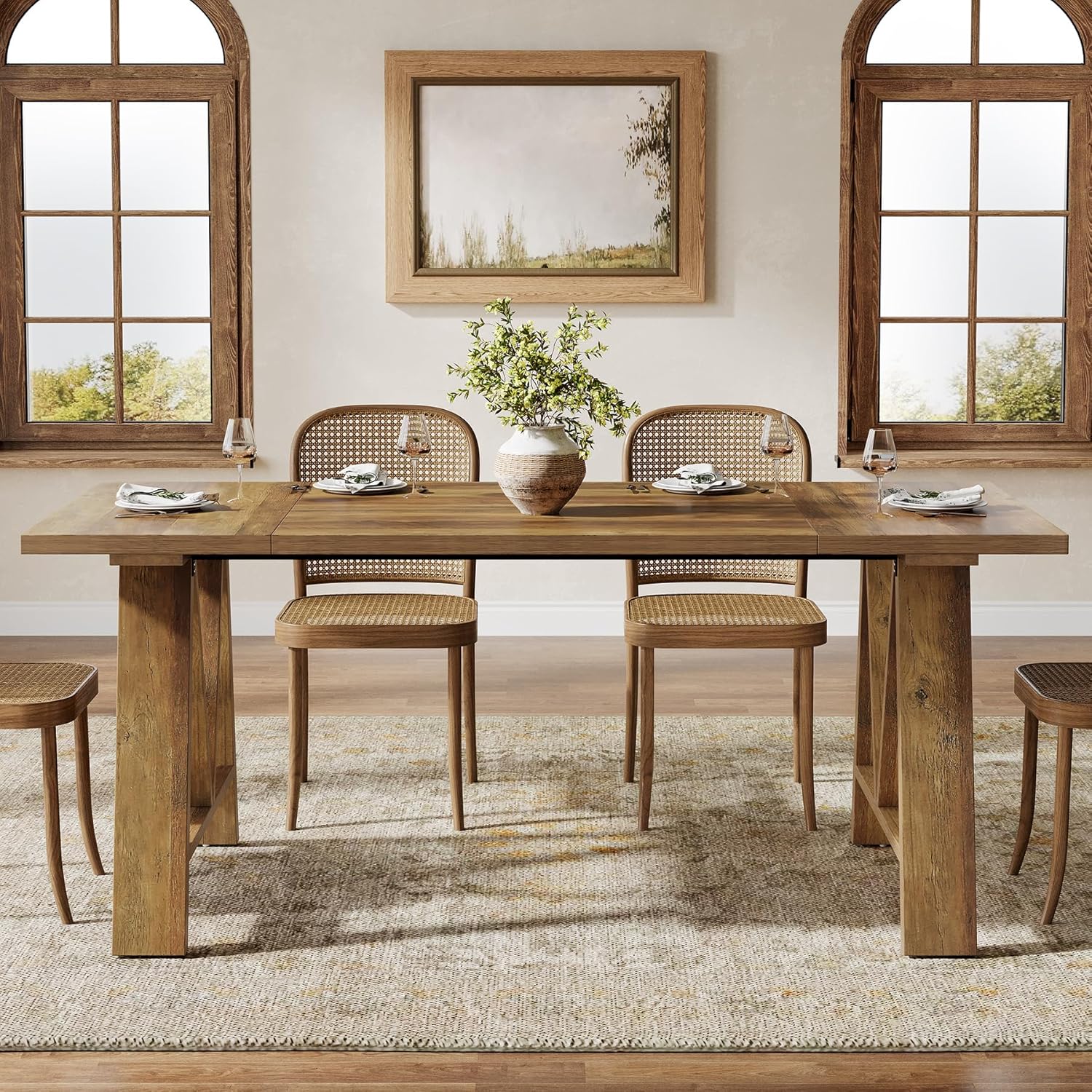 63" Dining Table, Rectangular Wooden Kitchen Table for 4-6 - Image 7