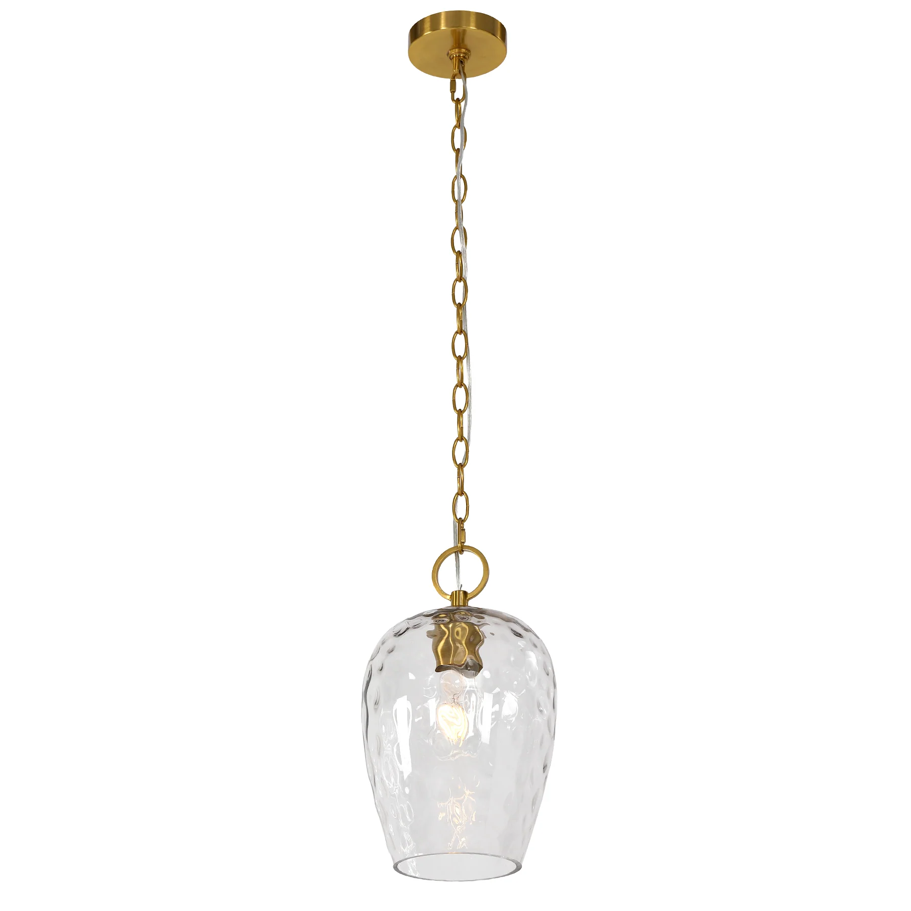 Hammered Glass Pendant Light, Rippled Hanging Light with Adjustable 60-Inch Chain - Image 10