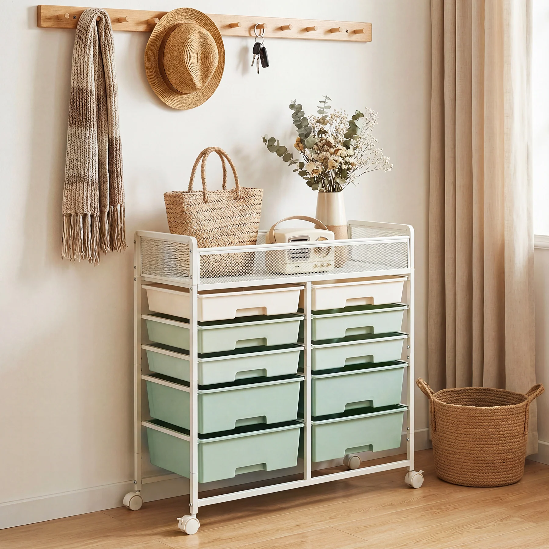 Rolling Craft Cart with Drawers, Rolling Utility Cart Art Craft Organizers and Storage with Lockable Wheels - Image 9