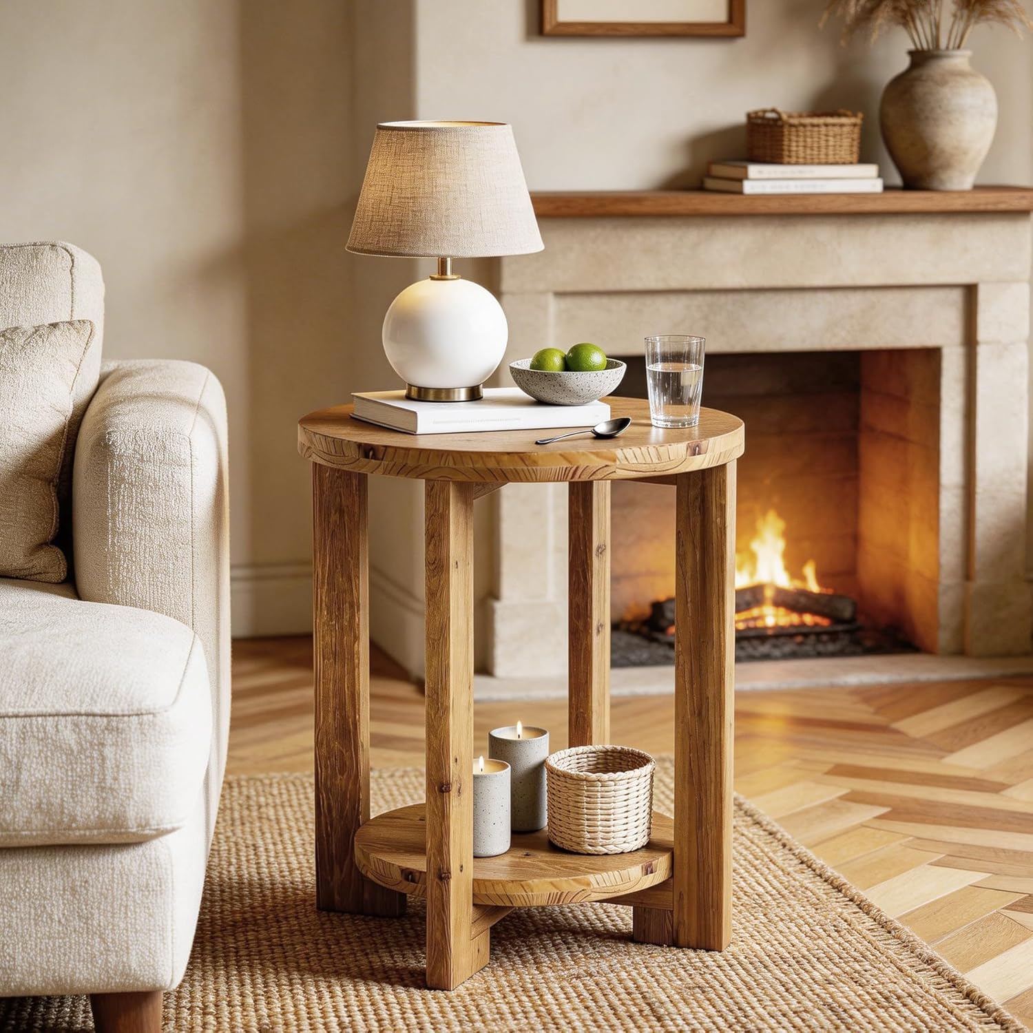 Tribesigns 2-Tier Round End Table, Wooden Accent Table - Image 7