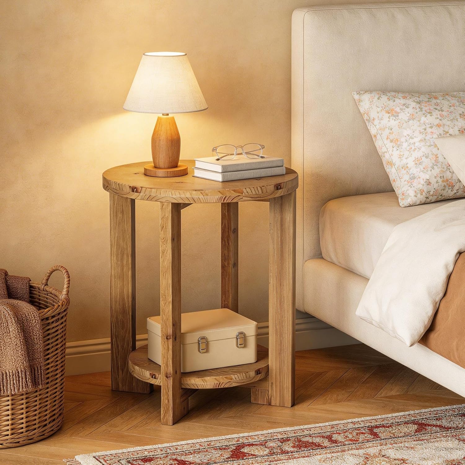 Tribesigns 2-Tier Round End Table, Wooden Accent Table - Image 8