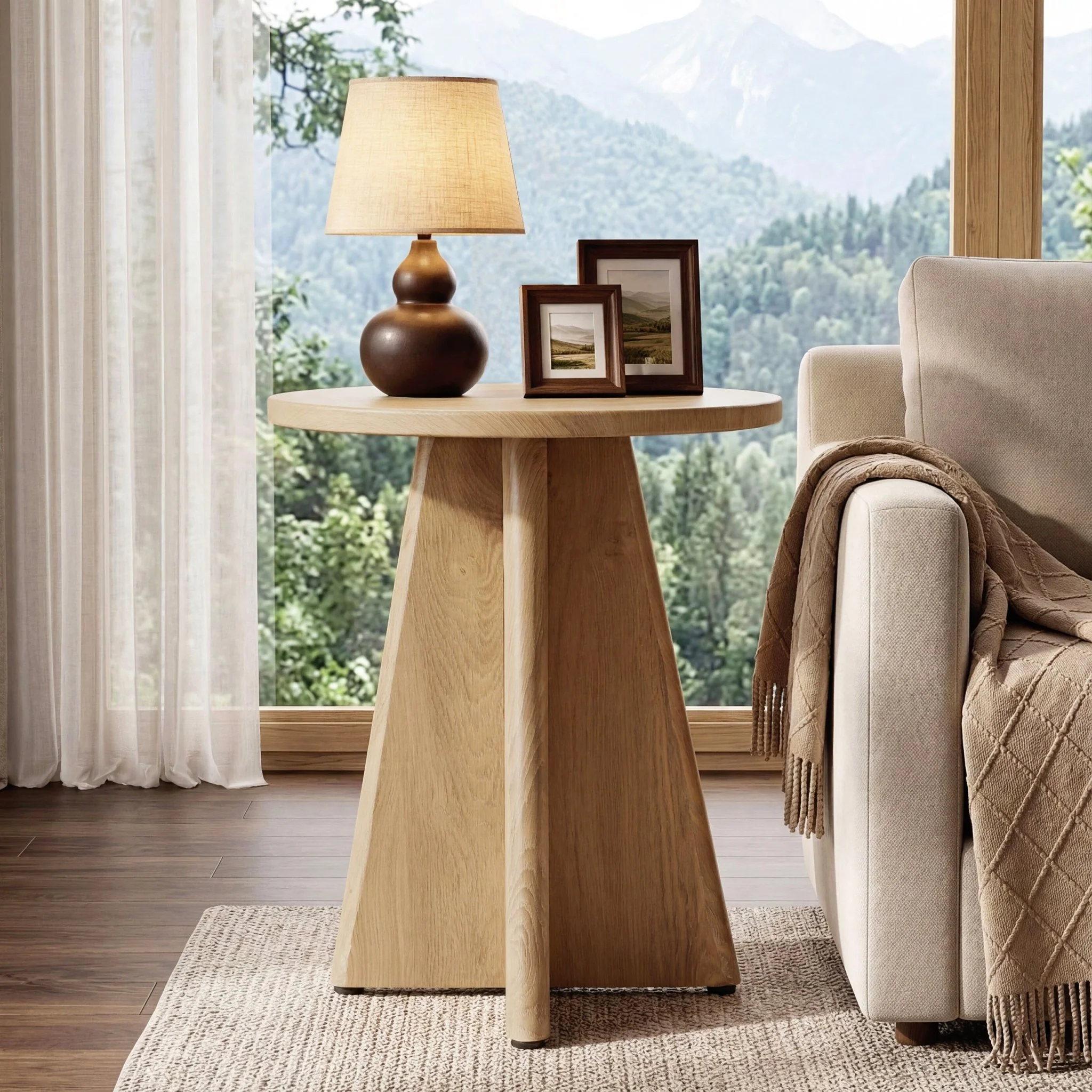 Tribesigns 19.7" Round End Table, Wooden Side Table for Living Room