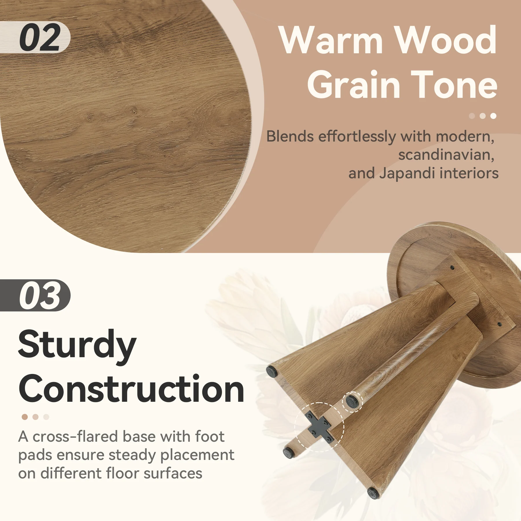 Tribesigns 19.7" Round End Table, Wooden Side Table for Living Room - Image 12