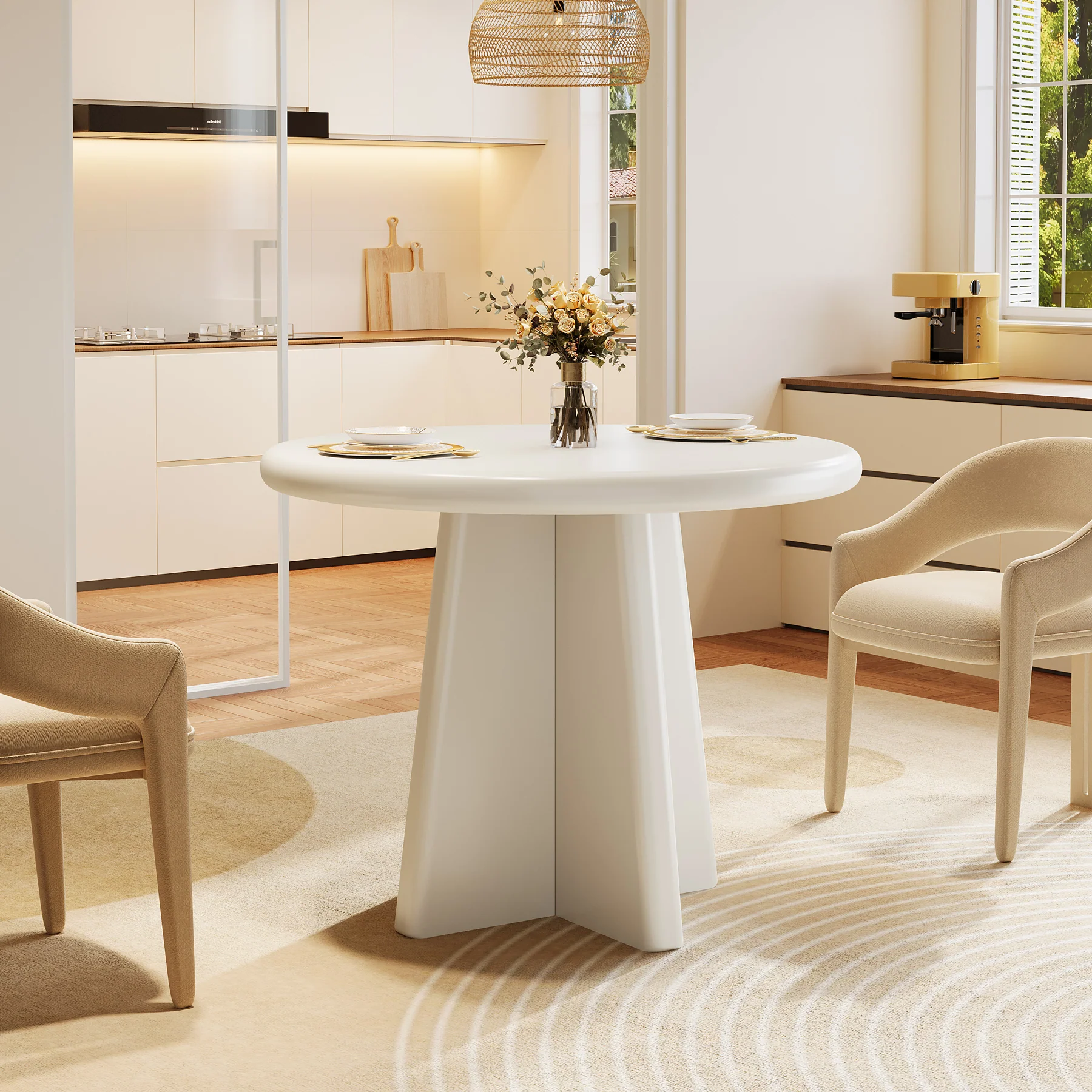 31.5" Dining Table, Round Kitchen Dinner Table - Image 5