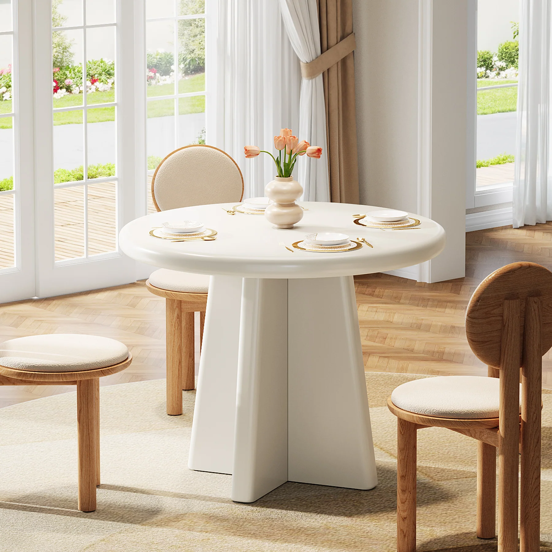 31.5" Dining Table, Round Kitchen Dinner Table - Image 6