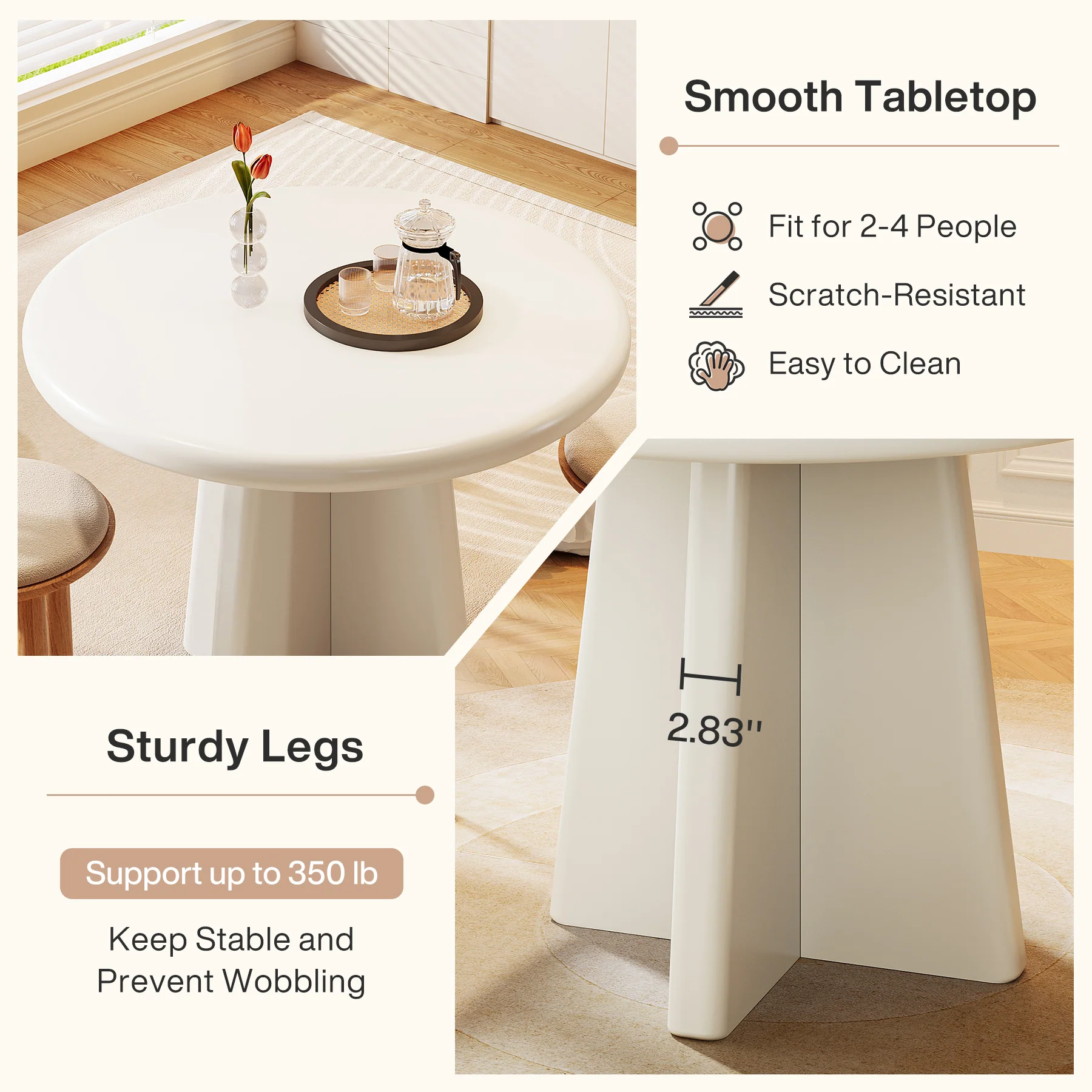 31.5" Dining Table, Round Kitchen Dinner Table - Image 7