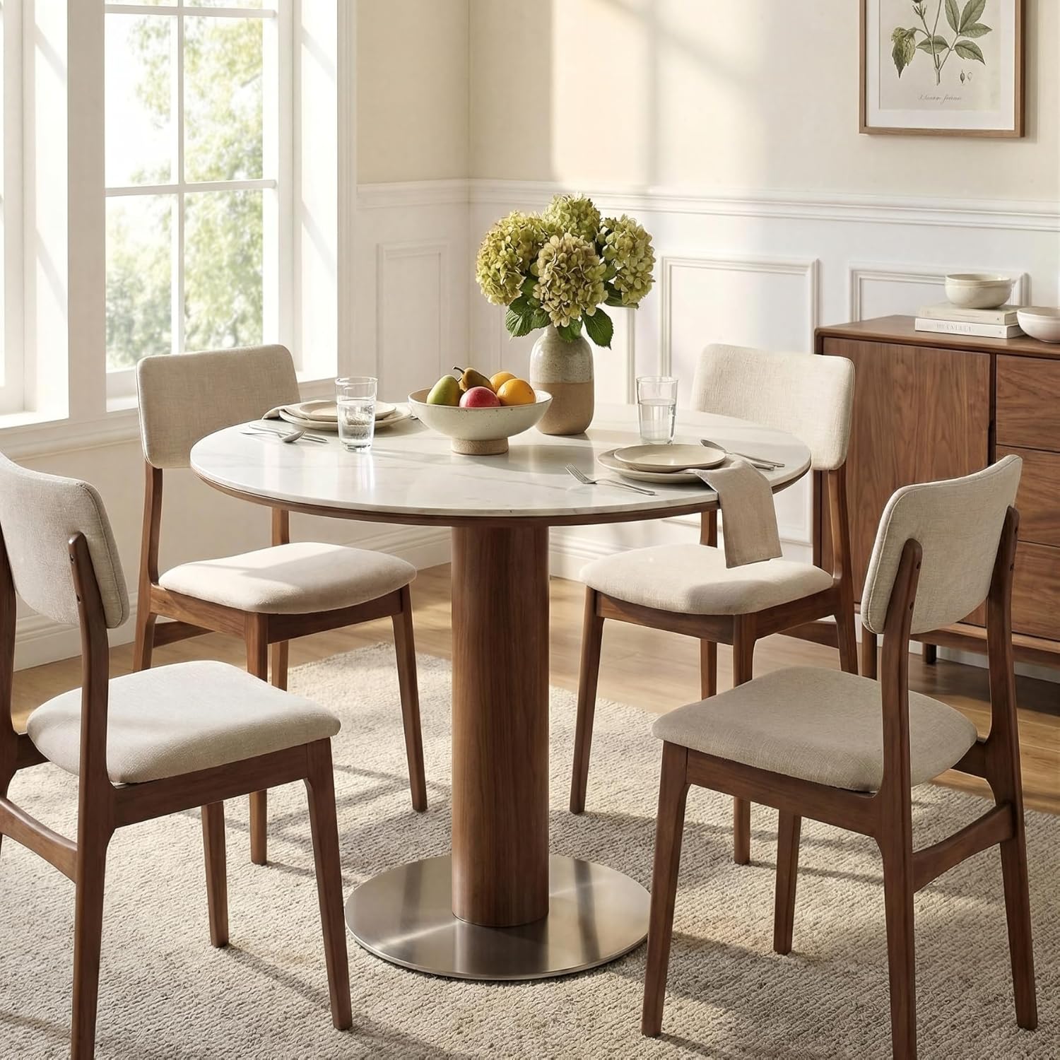 31.5" Modern Dining Table, Round Kitchen Table with Sintered Stone Top - Image 3