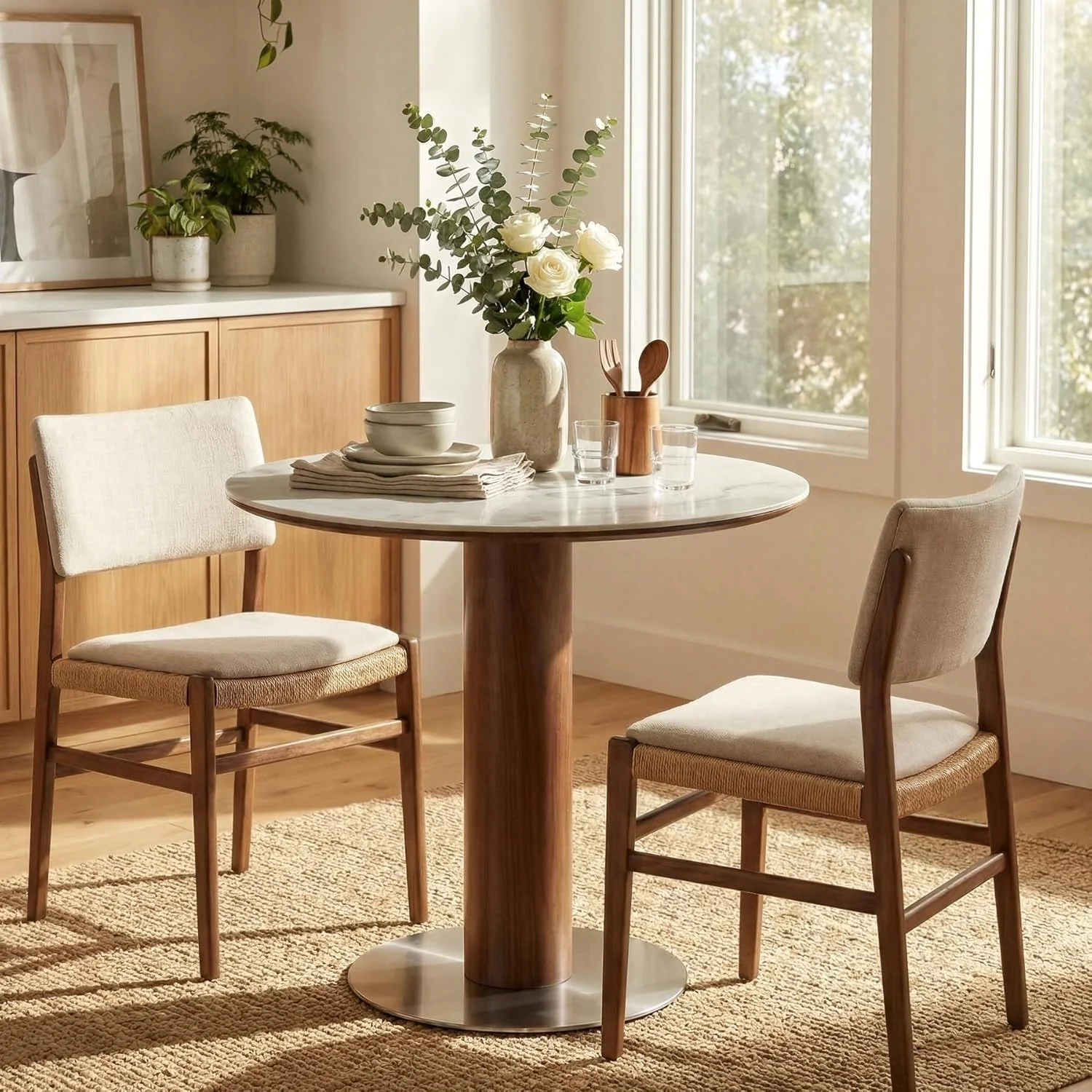 31.5" Modern Dining Table, Round Kitchen Table with Sintered Stone Top - Image 5