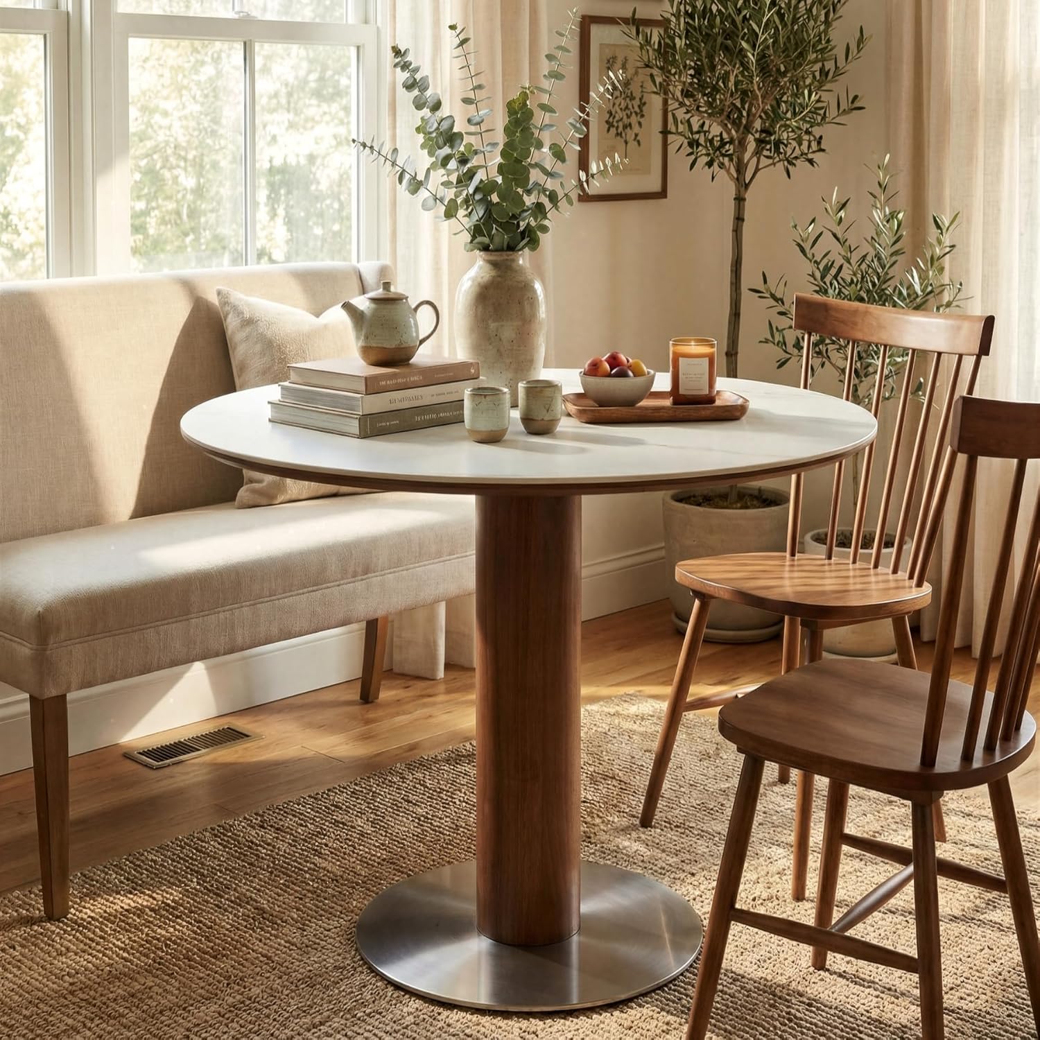 31.5" Modern Dining Table, Round Kitchen Table with Sintered Stone Top - Image 7