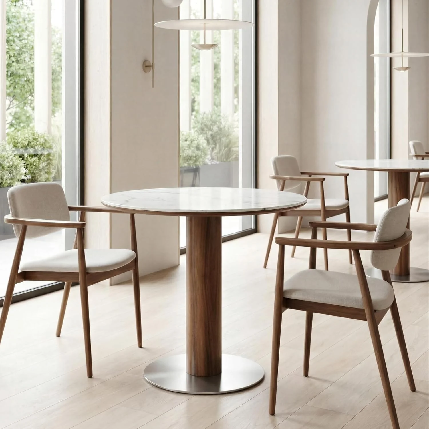 31.5" Modern Dining Table, Round Kitchen Table with Sintered Stone Top - Image 8