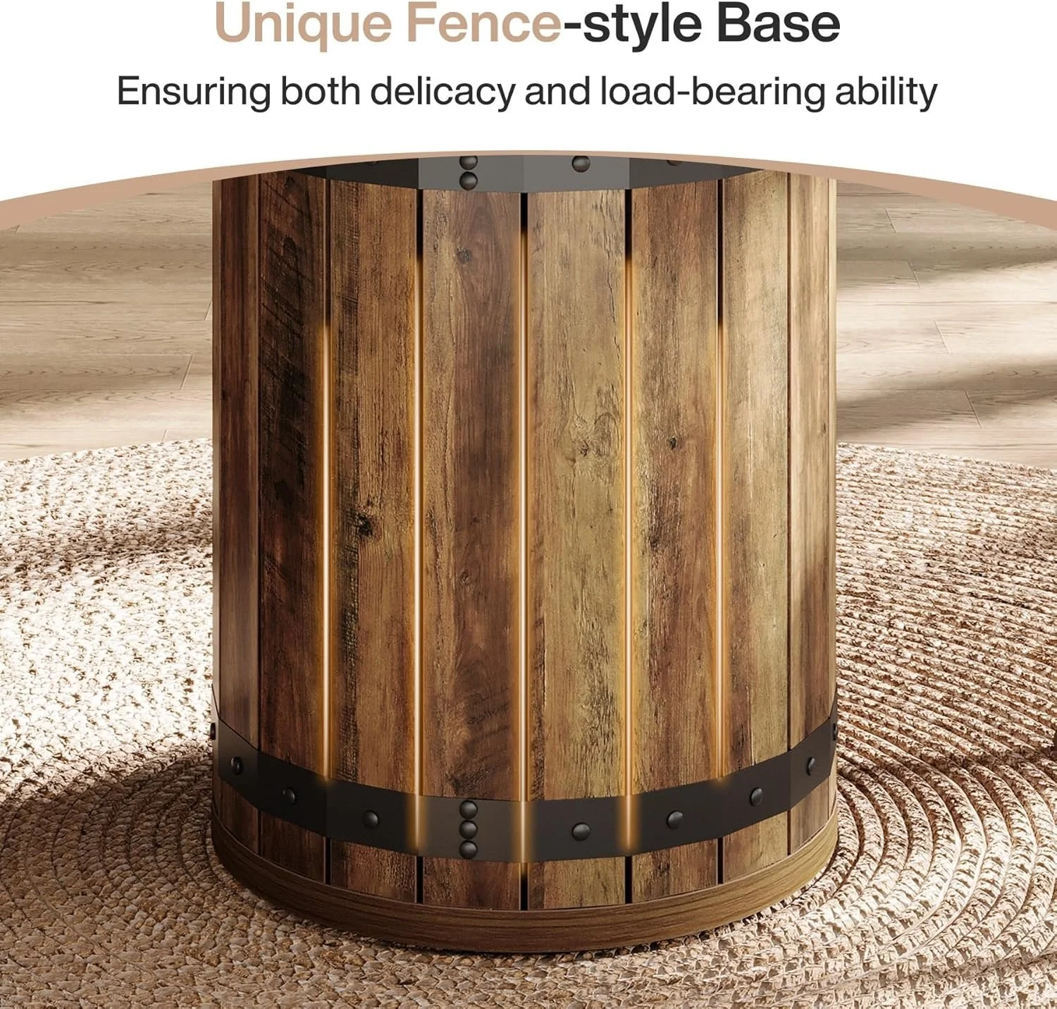 39.37" Dining Table, Round Kitchen Table with Fence Pedestal Base for 4 People - Image 7