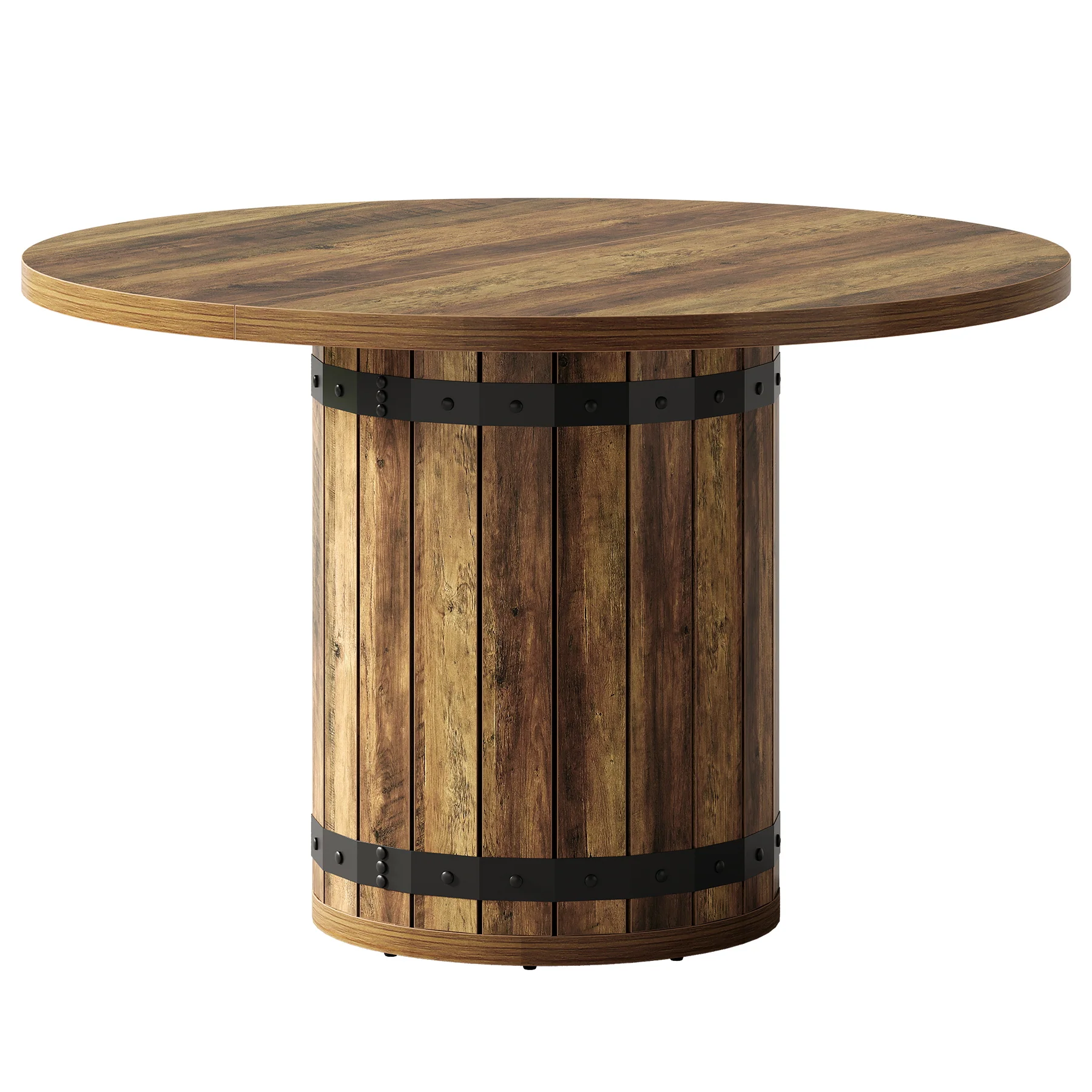 39.37" Dining Table, Round Kitchen Table with Fence Pedestal Base for 4 People - Image 8