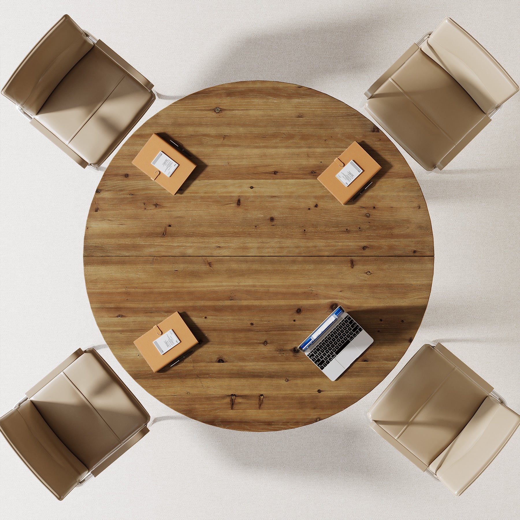 47" Wood Conference Table, Round Meeting Table with Thickened Tabletop - Image 5
