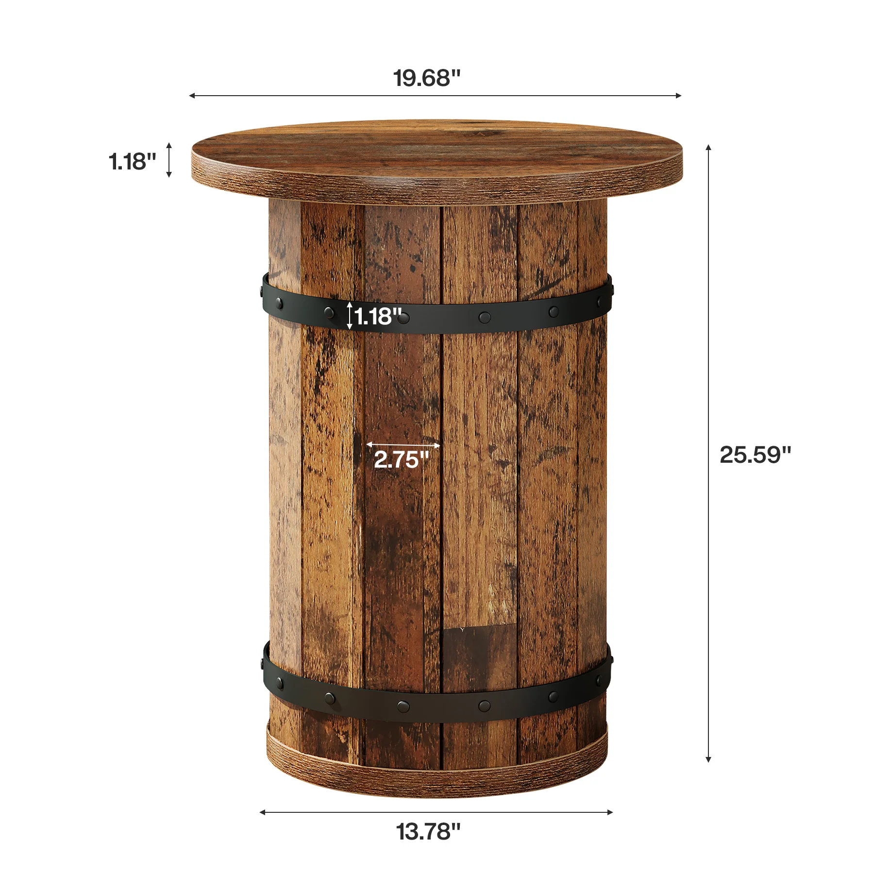 25.6" Tall End Table, Round Side Table Nightstand with Sturdy Base - Image 2