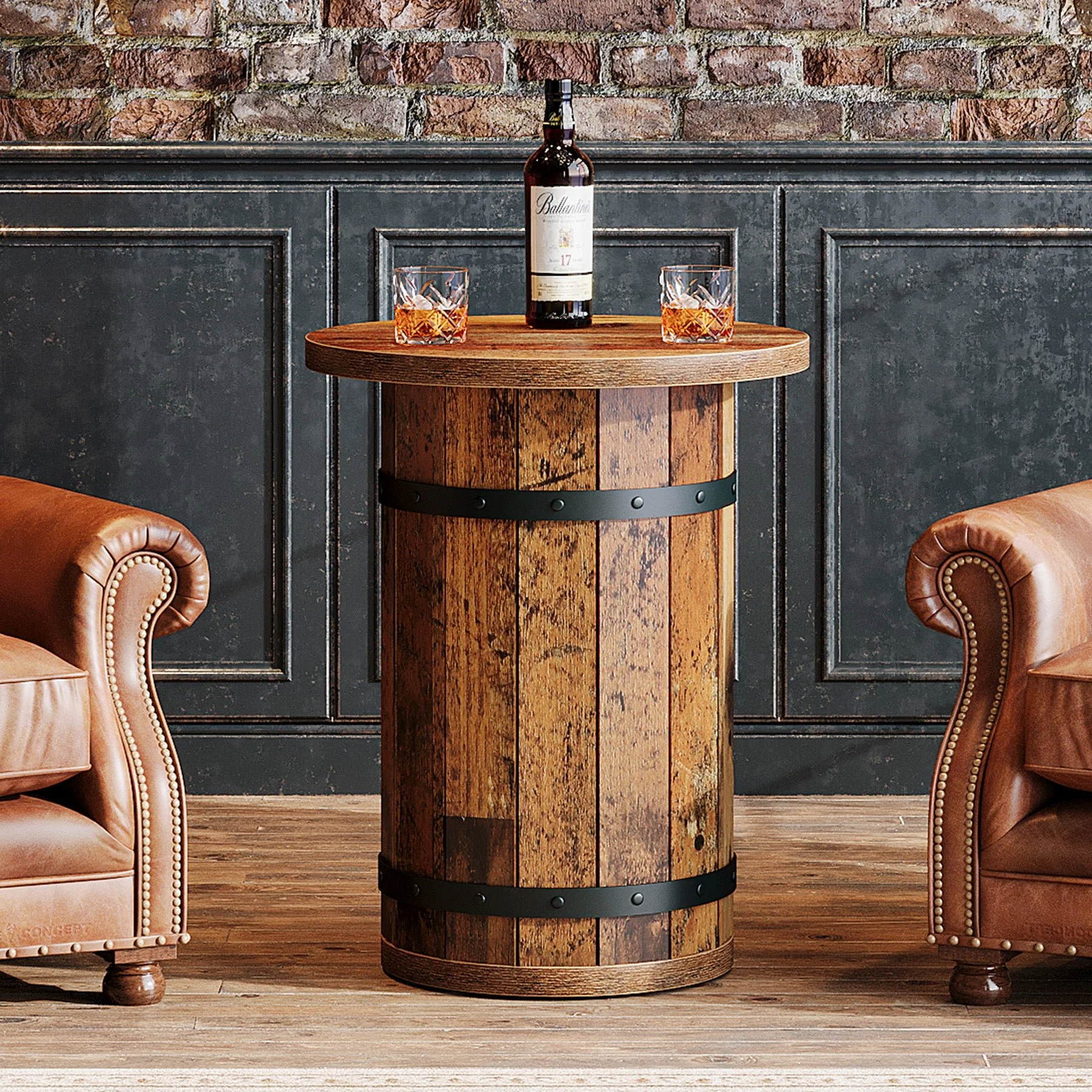 25.6" Tall End Table, Round Side Table Nightstand with Sturdy Base - Image 5