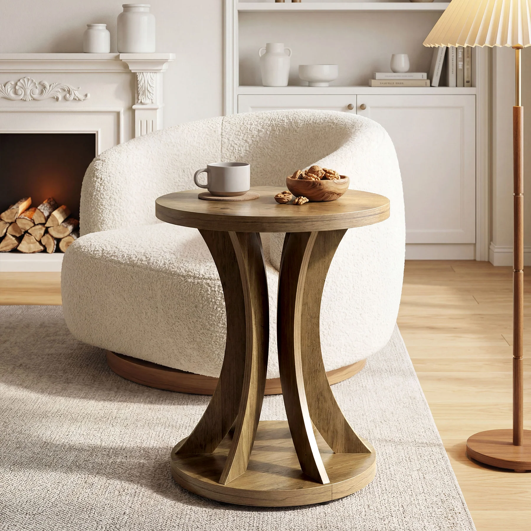 Tribesigns 17.71" Round Side Table, Farmhouse Curved End Table - Image 6