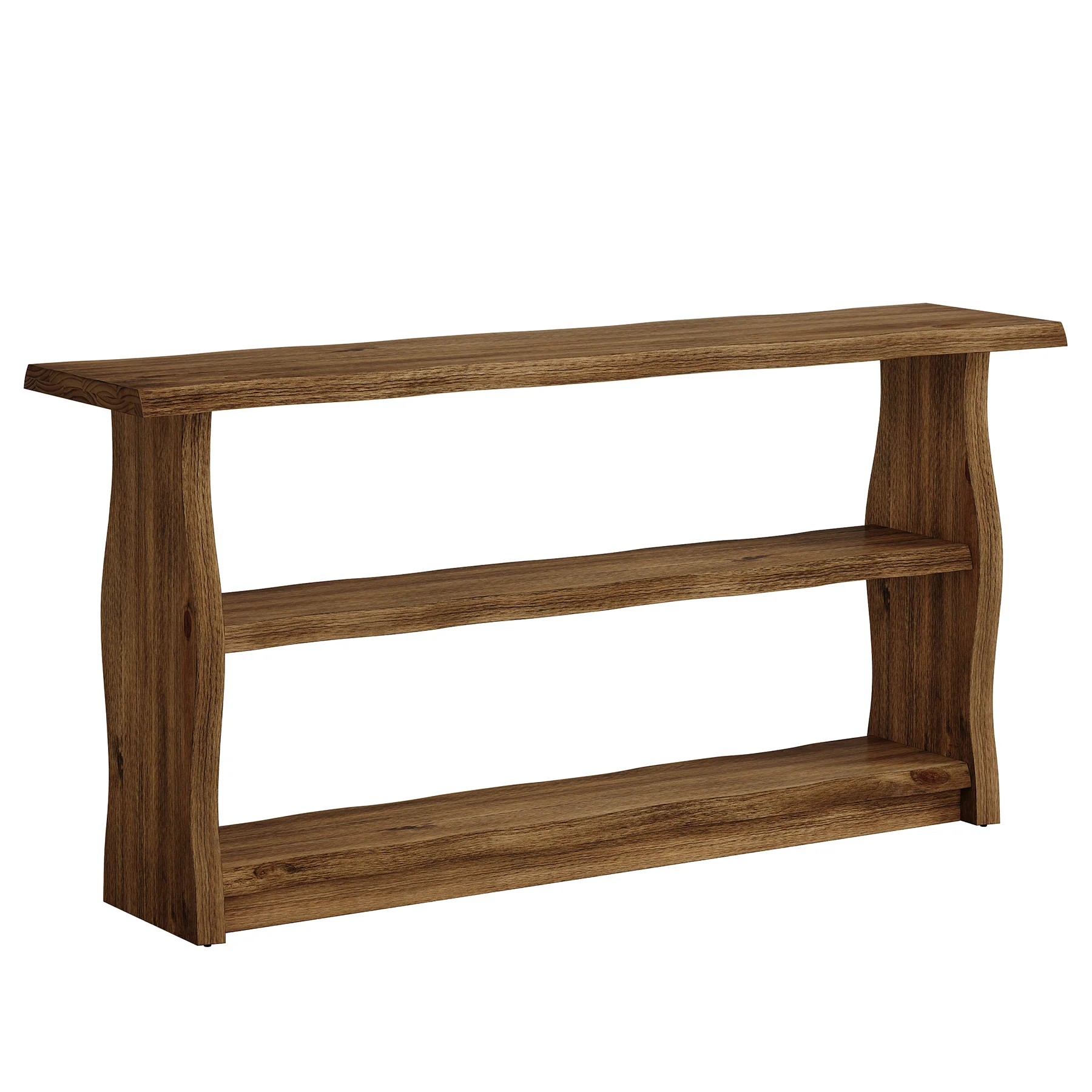 63" Solid Wood Console Table, Rustic 3-Tier Entryway Table with Storage Shelves - Image 11
