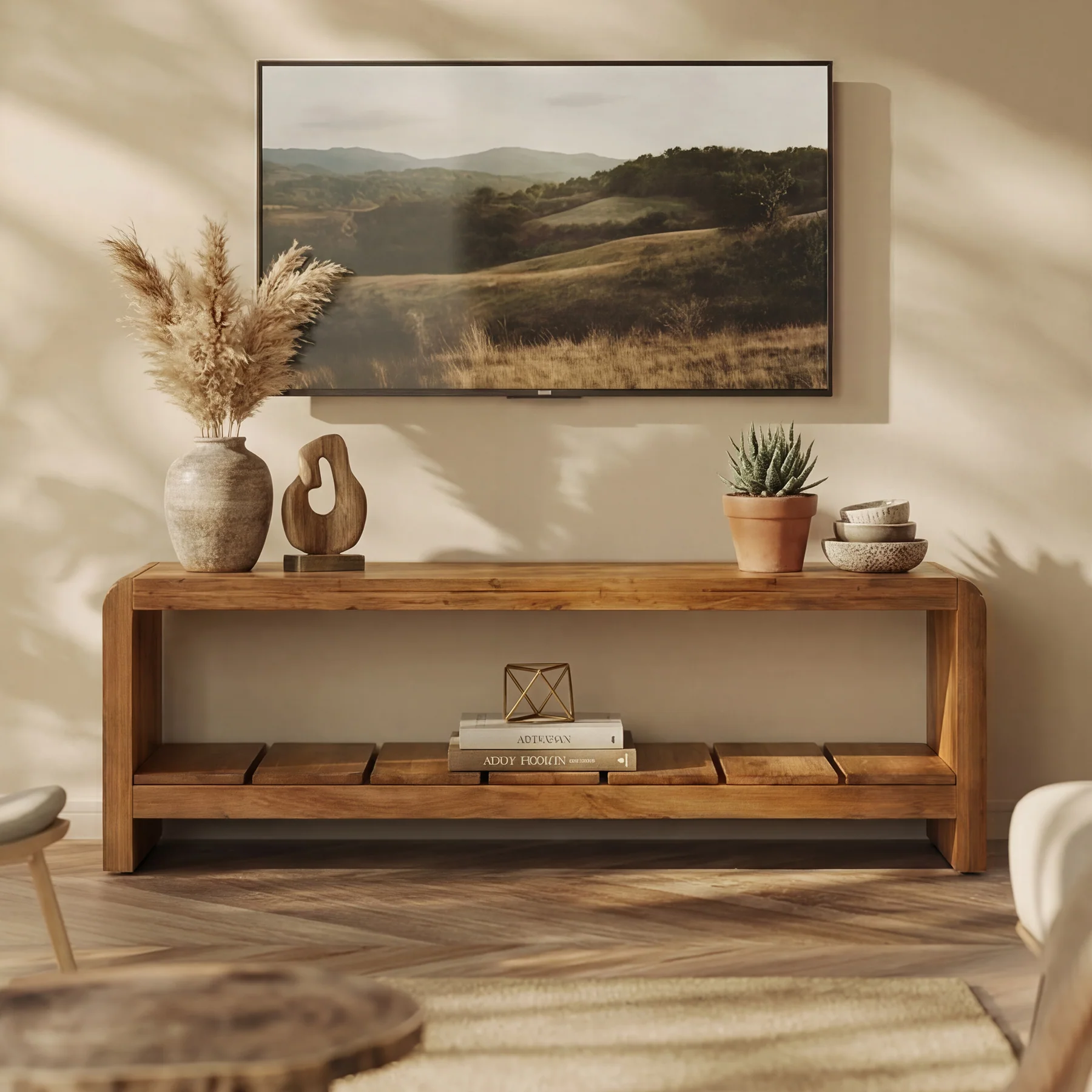 Solid Wood Tv Stand, Rustic Entertainment Center Media Console for Tv Up to 65" - Image 3
