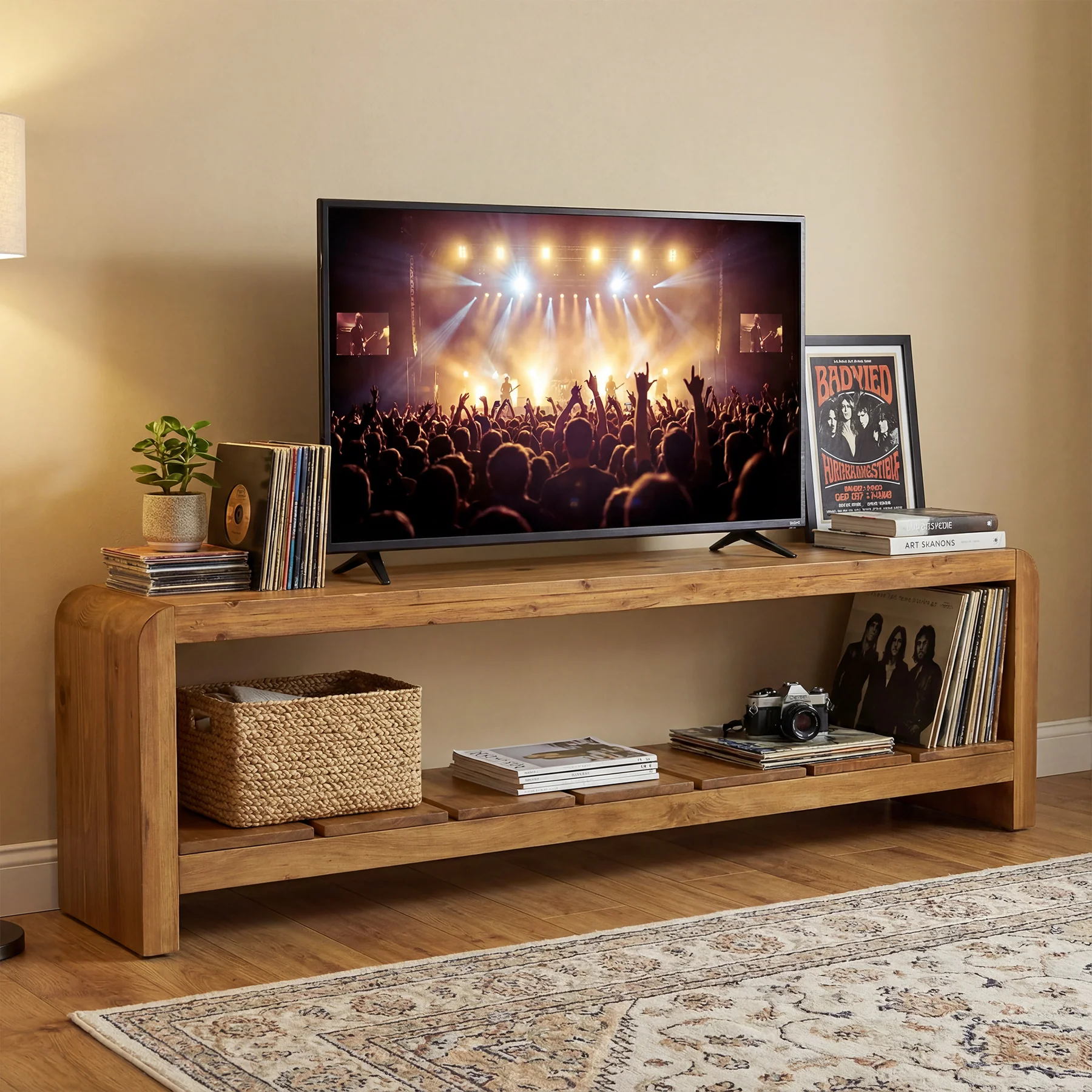 Solid Wood Tv Stand, Rustic Entertainment Center Media Console for Tv Up to 65" - Image 4