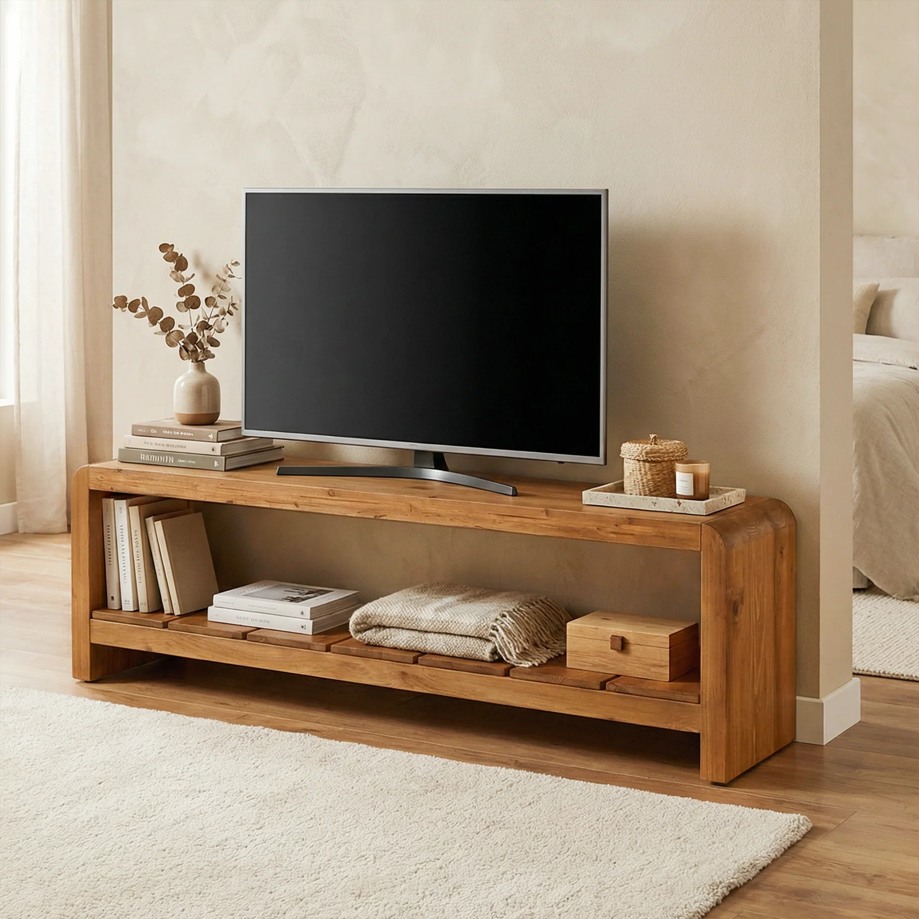 Solid Wood Tv Stand, Rustic Entertainment Center Media Console for Tv Up to 65" - Image 5