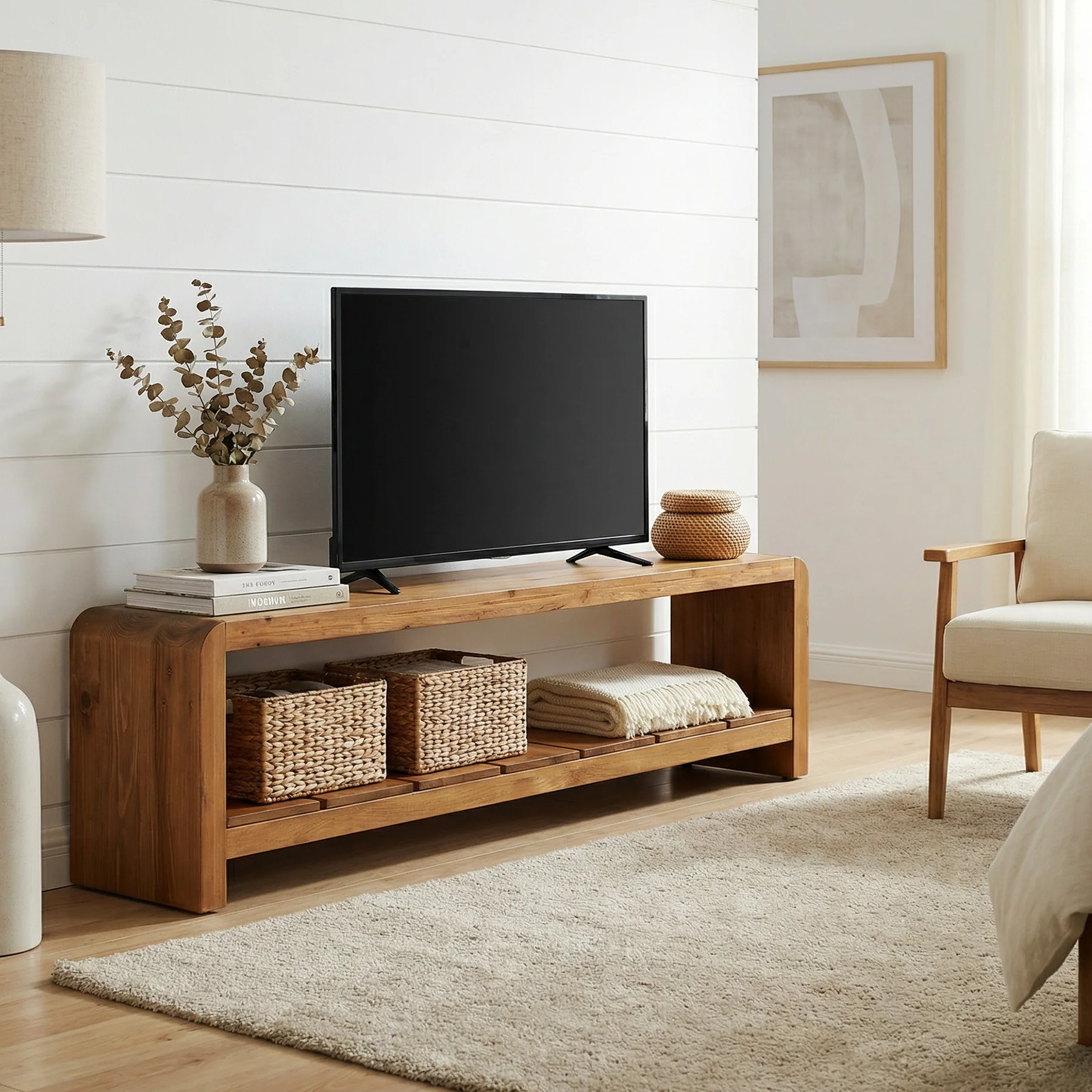 Solid Wood Tv Stand, Rustic Entertainment Center Media Console for Tv Up to 65" - Image 6