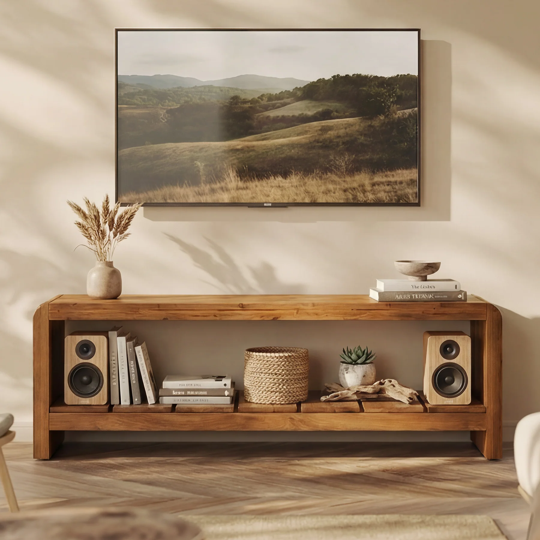 Solid Wood Tv Stand, Rustic Entertainment Center Media Console for Tv Up to 65" - Image 7