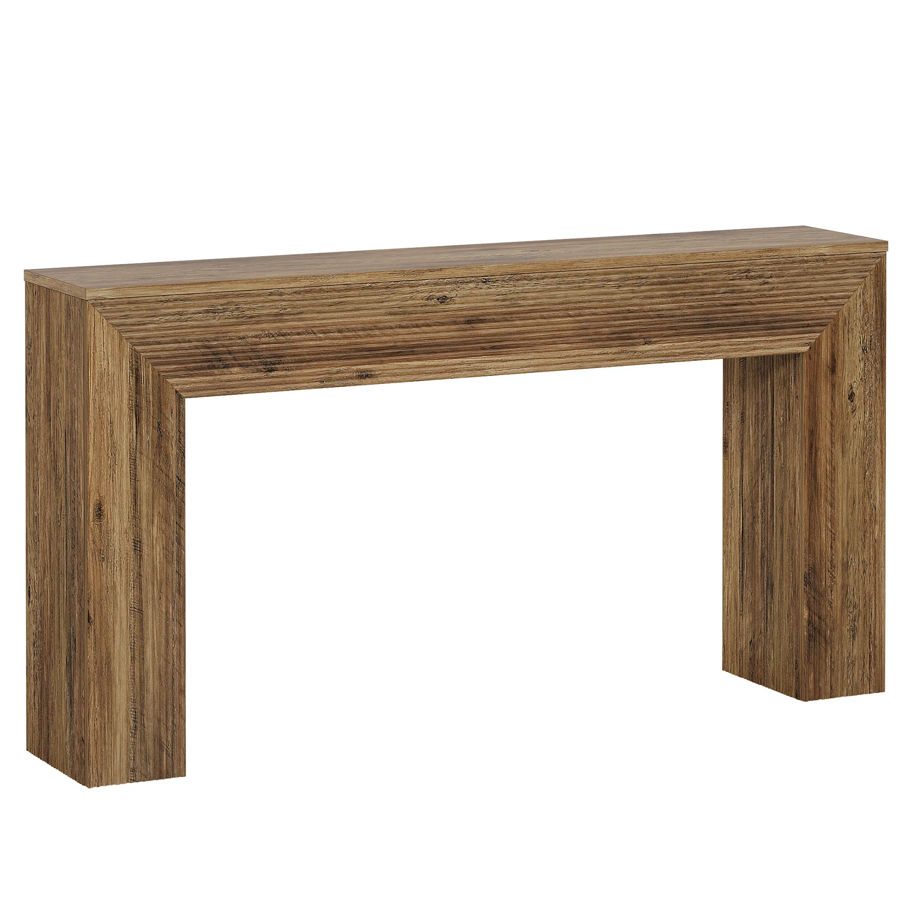 63" Fluted Console Table, Rustic Entryway Table Sofa Table Behind Couch - Image 8