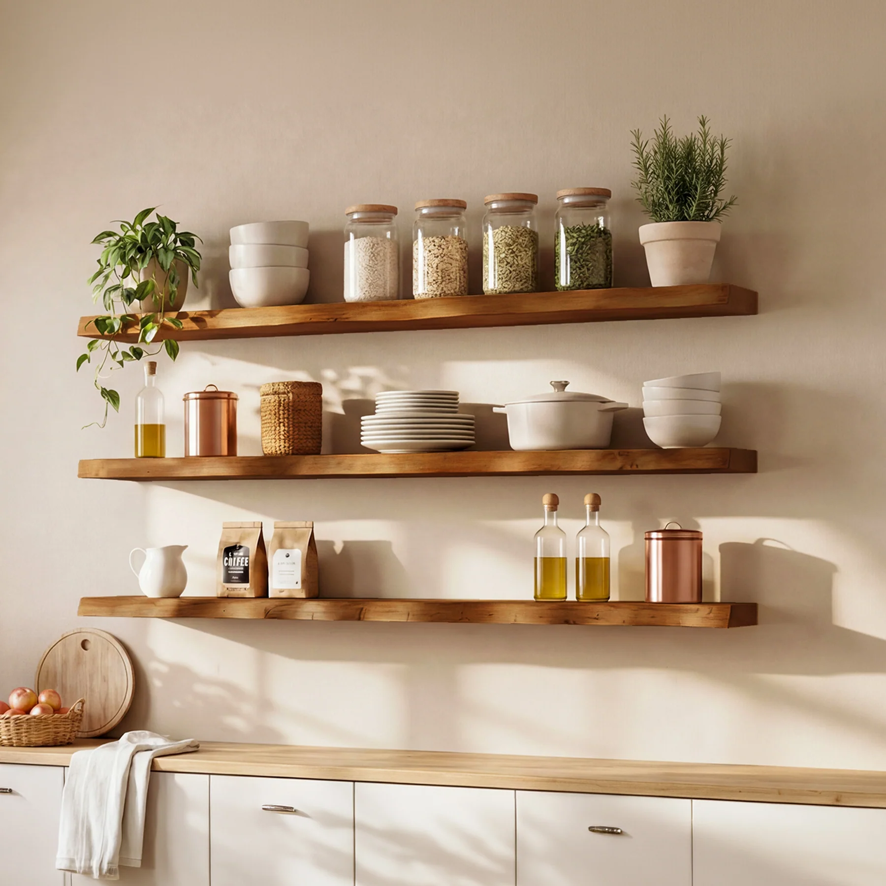 47.2" Floating Shelves for Wall Set of 3, Solid Wood Live Edge Wall Shelves - Image 11