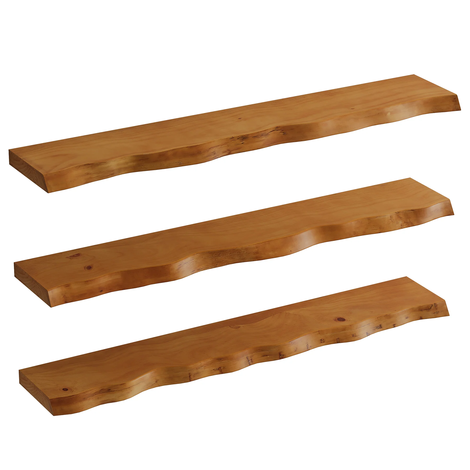 47.2" Floating Shelves for Wall Set of 3, Solid Wood Live Edge Wall Shelves - Image 12