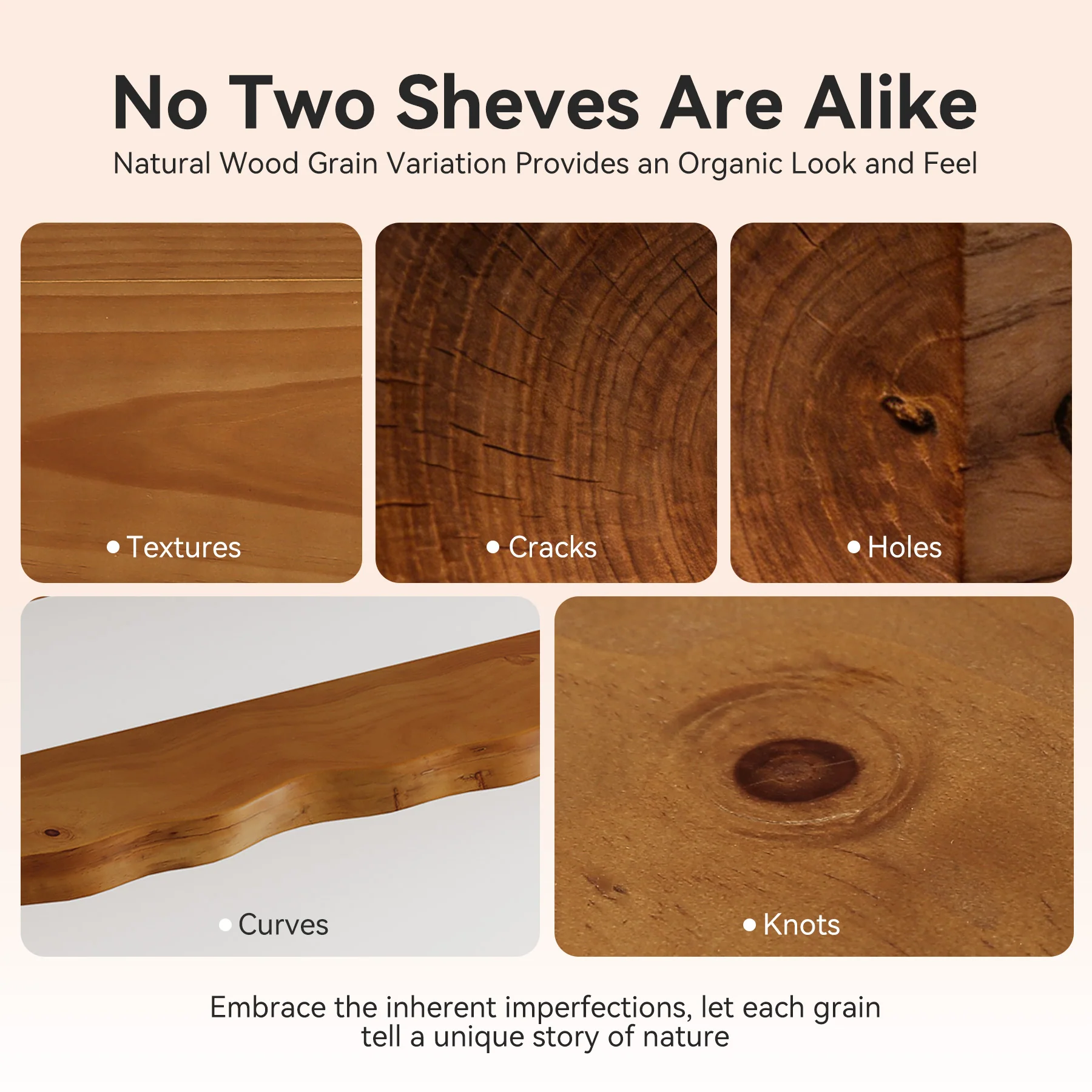 47.2" Floating Shelves for Wall Set of 3, Solid Wood Live Edge Wall Shelves - Image 9