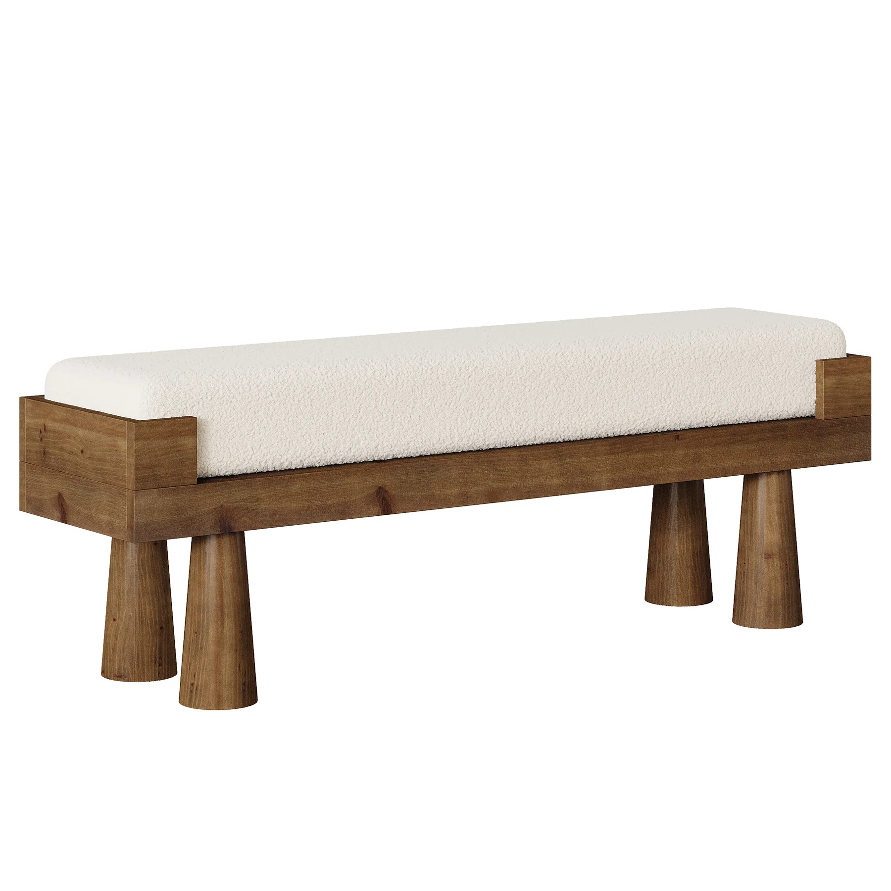 Upholstered Entryway Bench, Shoe Bench End of Bed Footstool with Solid Wood Legs - Image 8