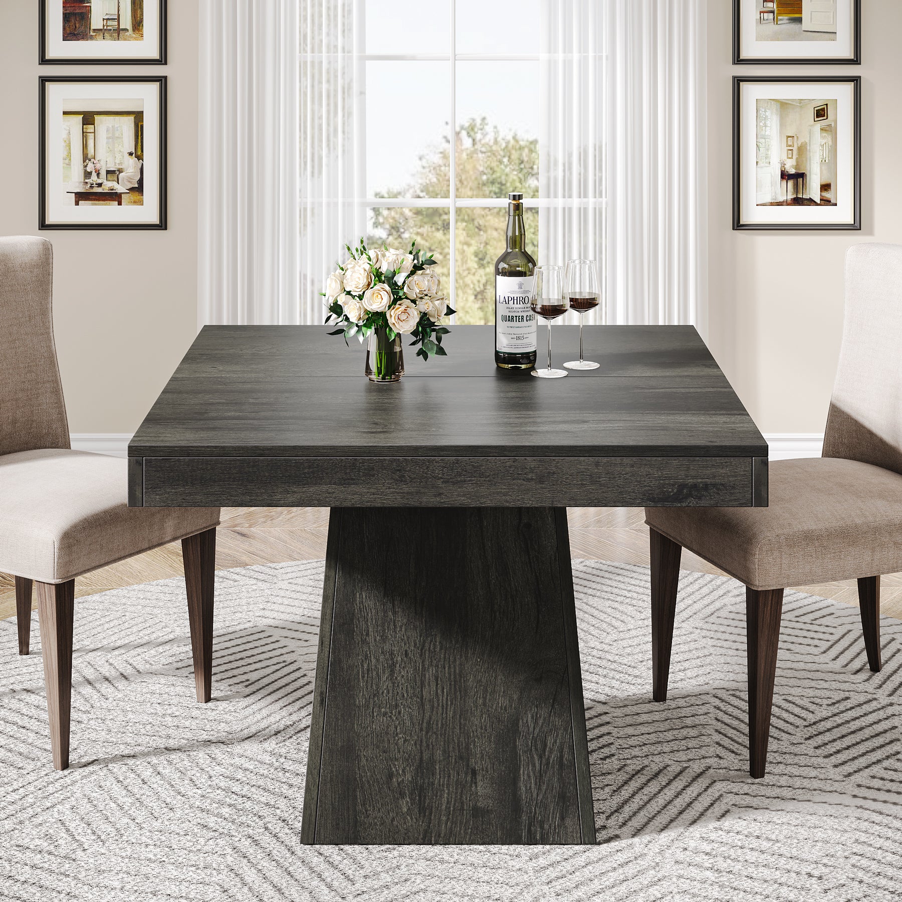 31.5" Square Dining Table, Small Farmhouse Kitchen Dinner Table for 4 People