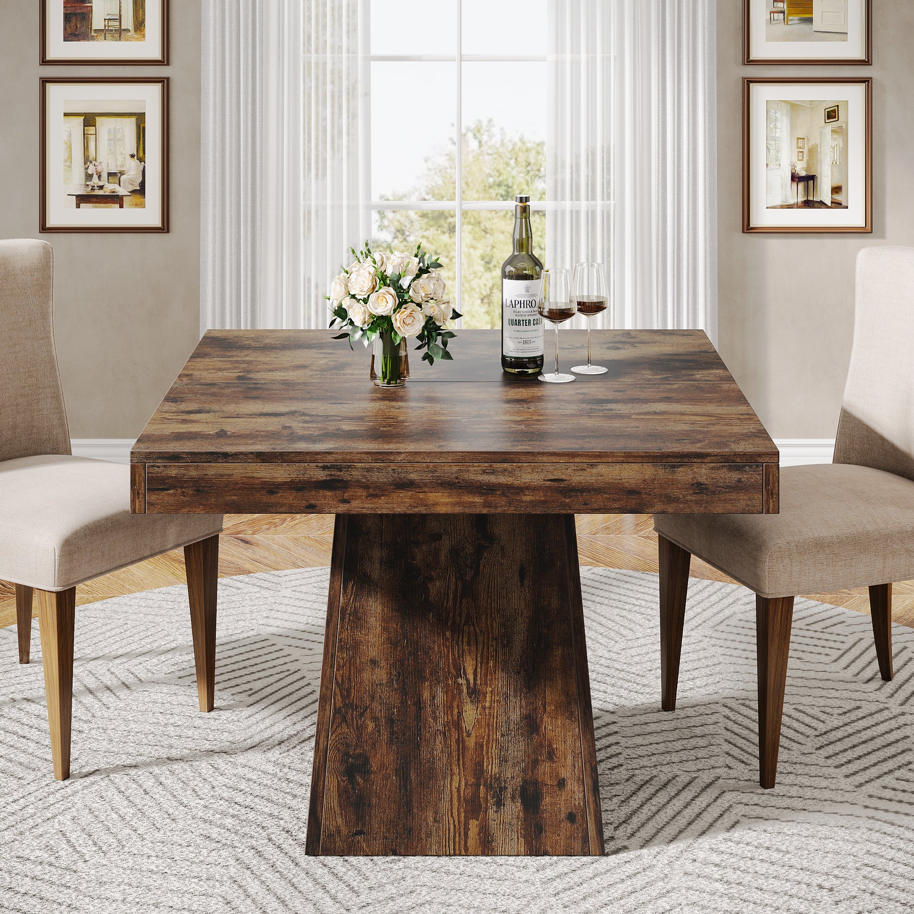 31.5" Square Dining Table, Small Farmhouse Kitchen Dinner Table for 4 People - Image 11