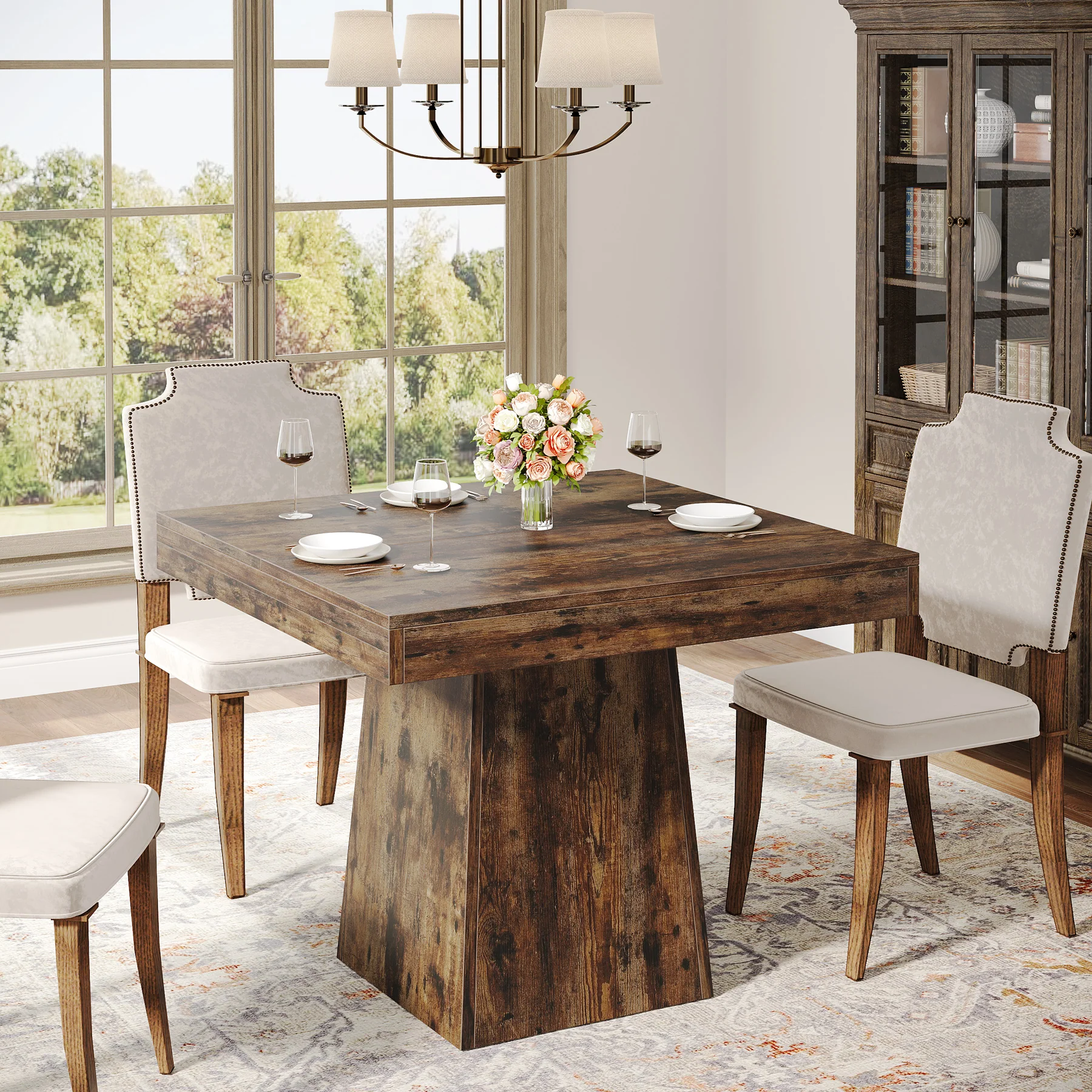 31.5" Dining Table, Square Farmhouse Kitchen Table Dinner Table for 4 - Image 15