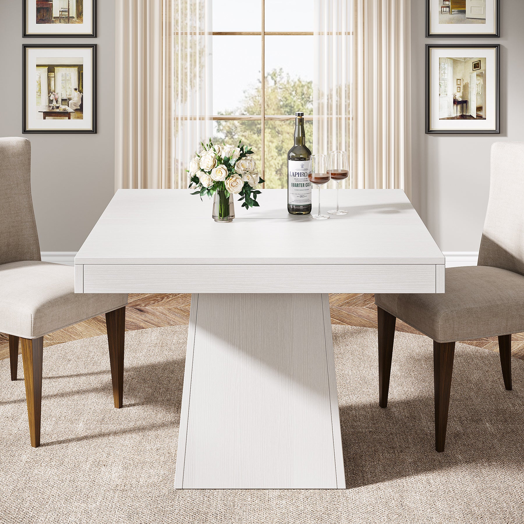31.5" Square Dining Table, Small Farmhouse Kitchen Dinner Table for 4 People - Image 14