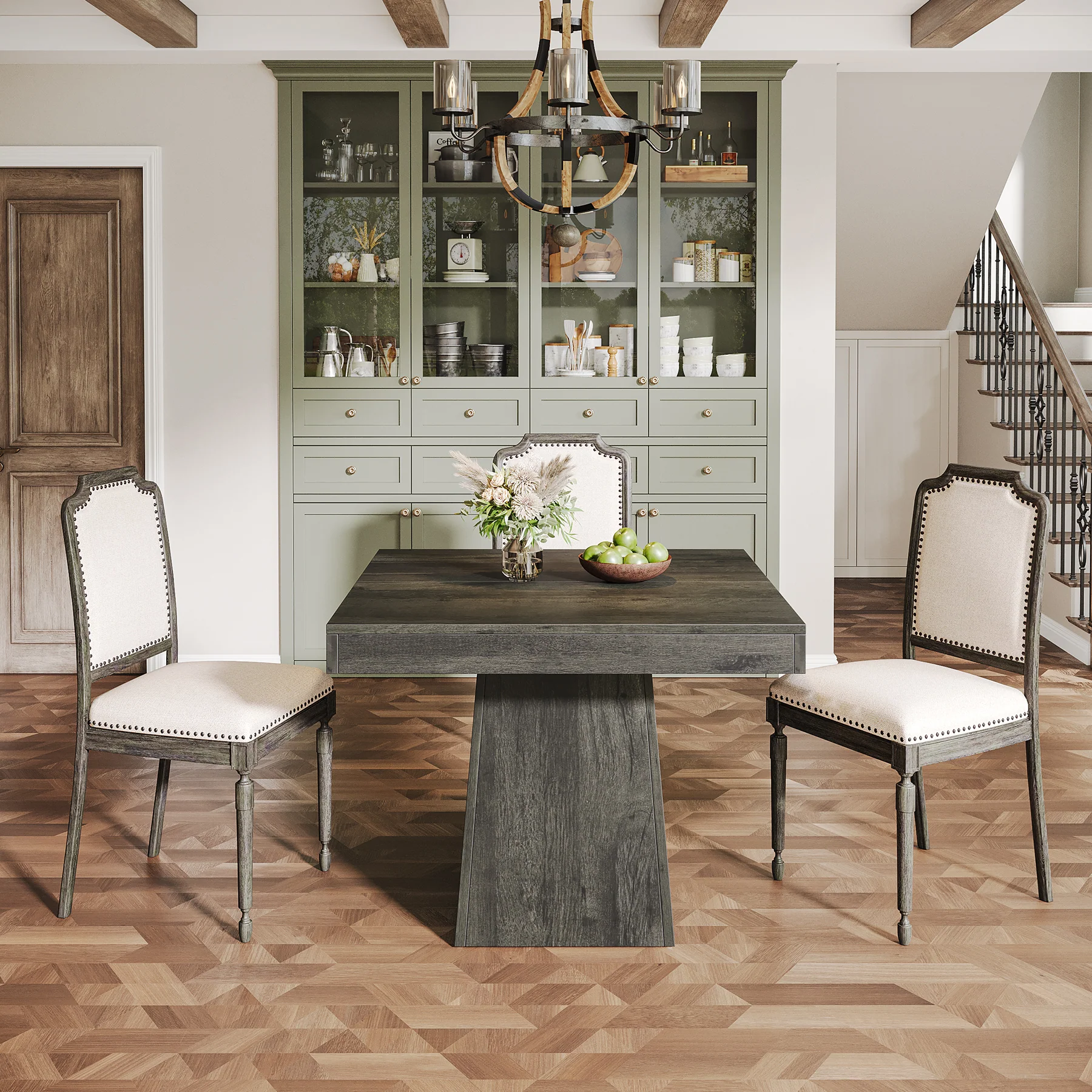 31.5" Square Dining Table, Small Farmhouse Kitchen Dinner Table for 4 People - Image 6