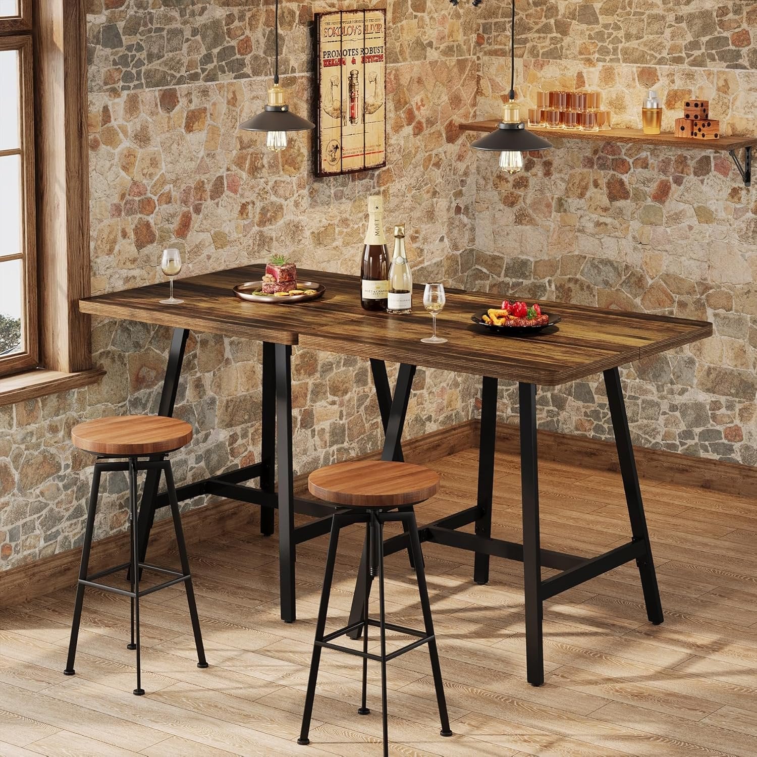31" Square Bar Table, Small High Top Pub Table Dining Table with Thickened Top - Image 5