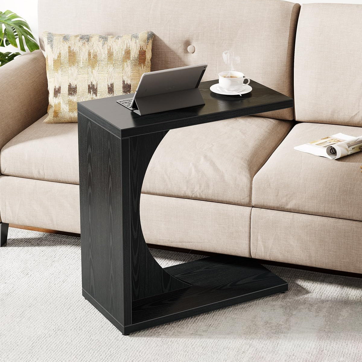 C-Shaped End Table for Couch, Small Sofa Side Table Nightstand - Image 10