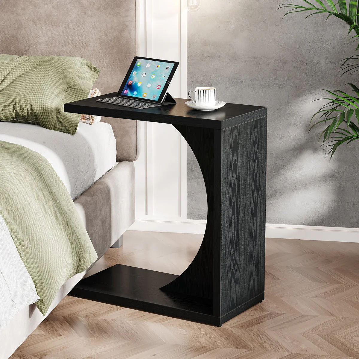 C-Shaped End Table, Sofa Side Table Couch Table for Small Space - Image 11