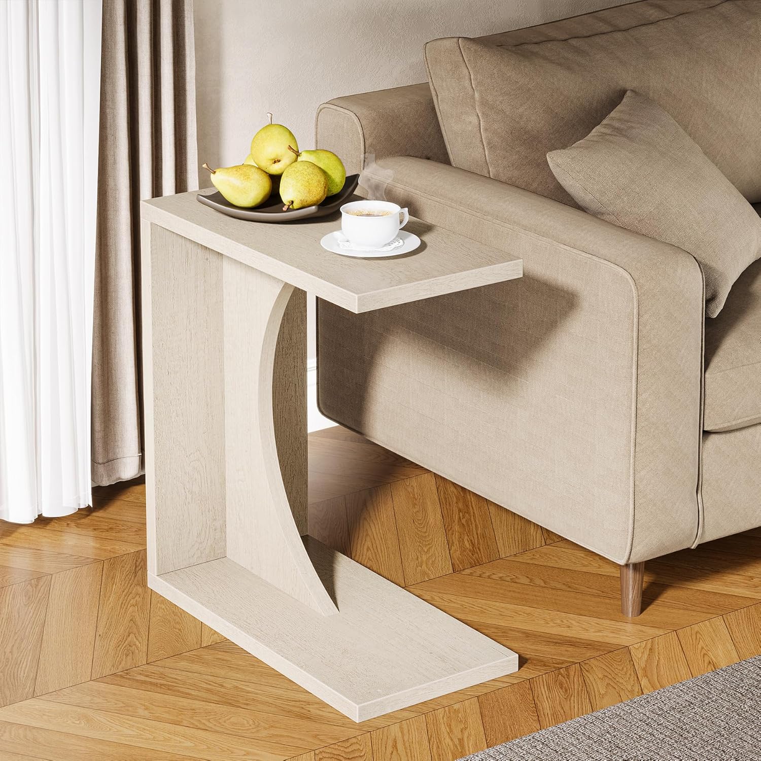 C-Shaped End Table, Sofa Side Table Couch Table for Small Space - Image 16