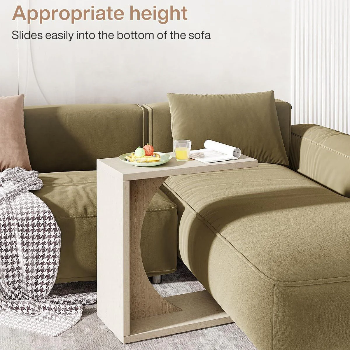 C-Shaped End Table for Couch, Small Sofa Side Table Nightstand - Image 22
