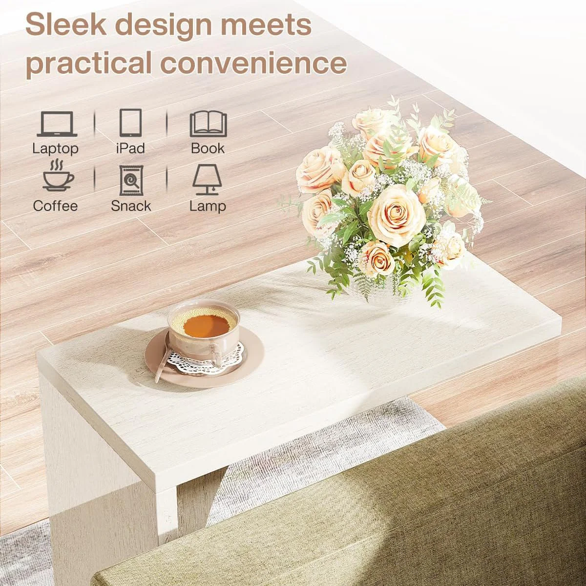 C-Shaped End Table for Couch, Small Sofa Side Table Nightstand - Image 23