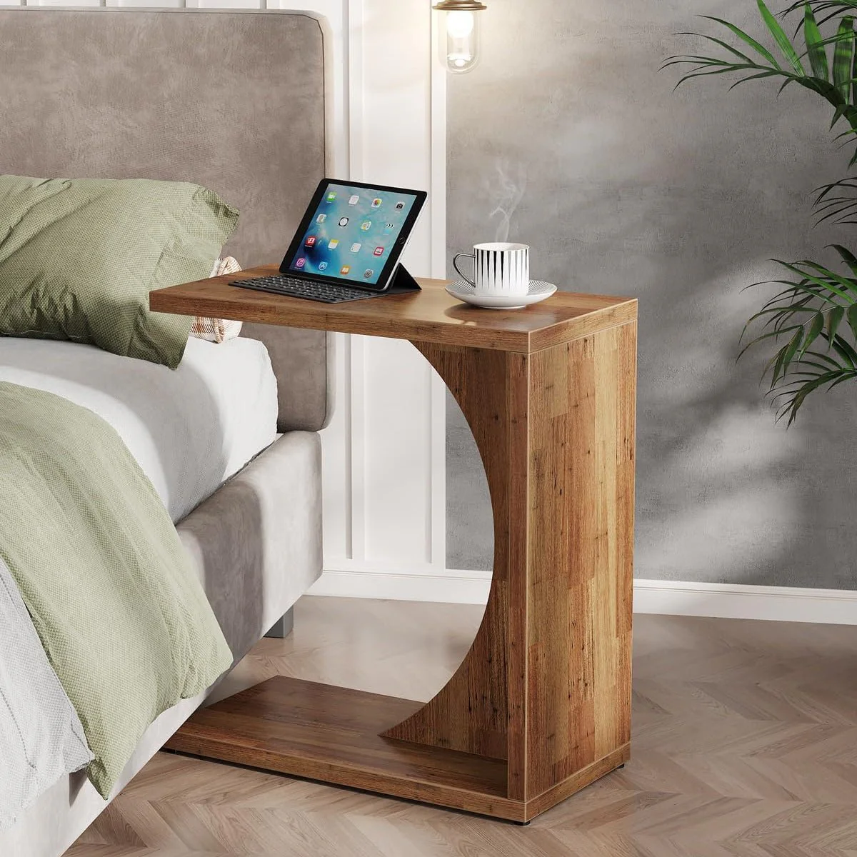 C-Shaped End Table for Couch, Small Sofa Side Table Nightstand - Image 27
