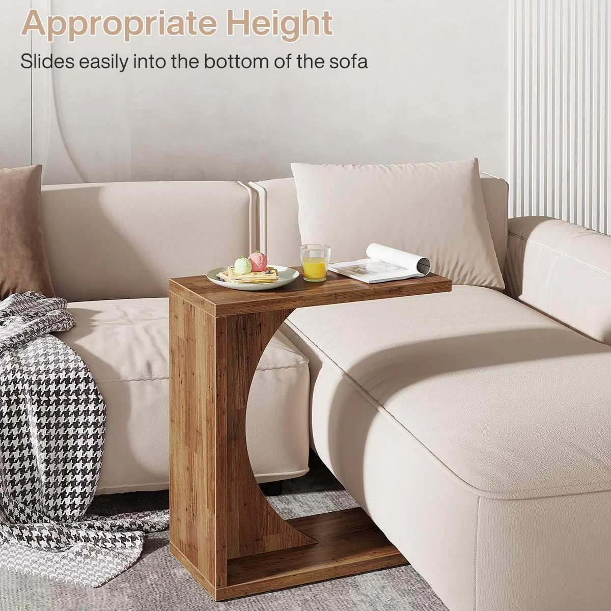 C-Shaped End Table for Couch, Small Sofa Side Table Nightstand - Image 28