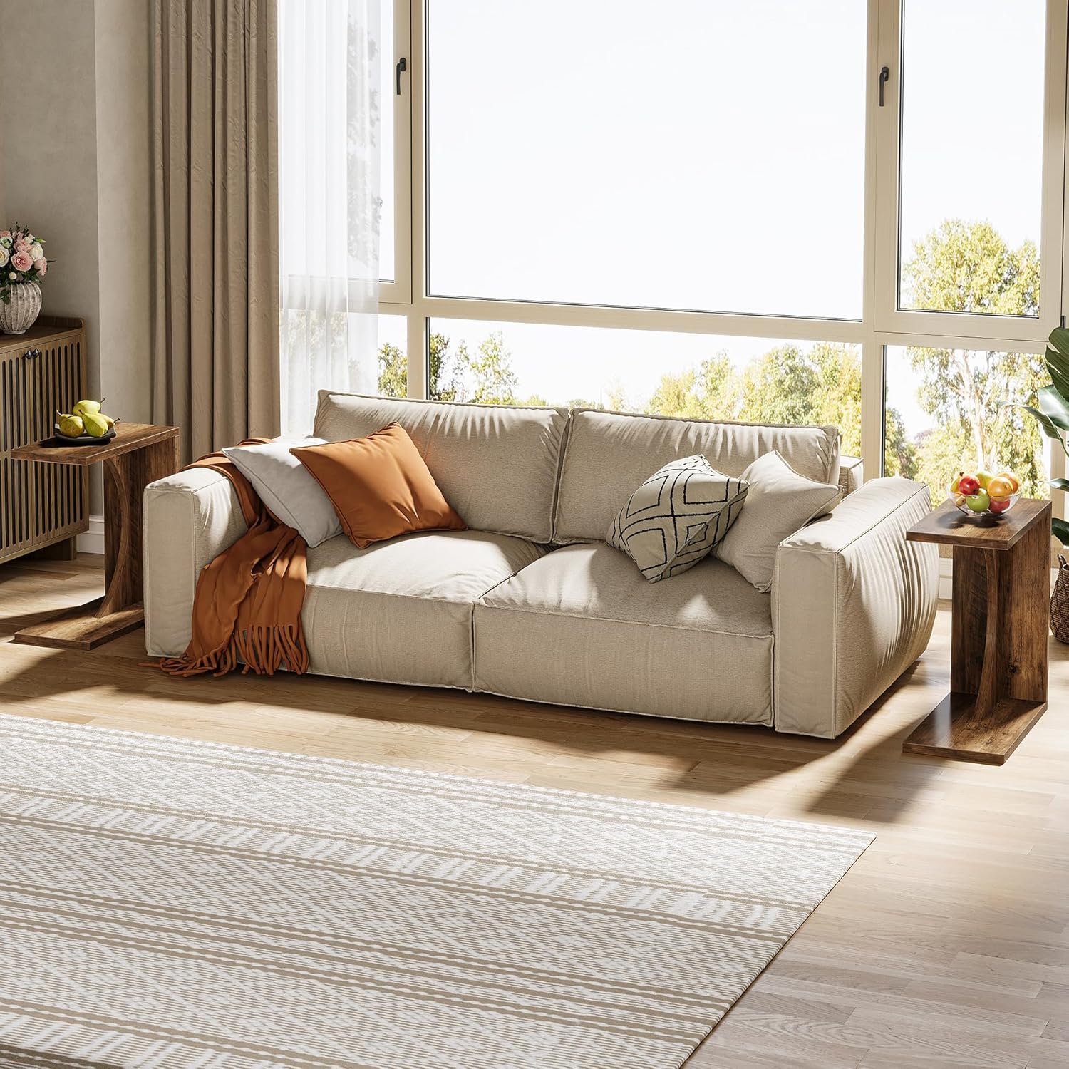 C-Shaped End Table for Couch, Small Sofa Side Table Nightstand - Image 6