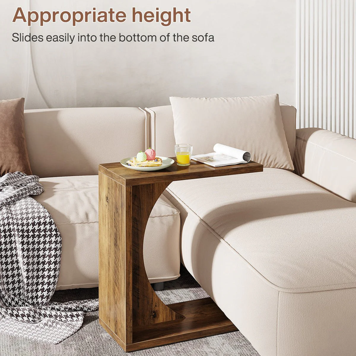 C-Shaped End Table for Couch, Small Sofa Side Table Nightstand - Image 8
