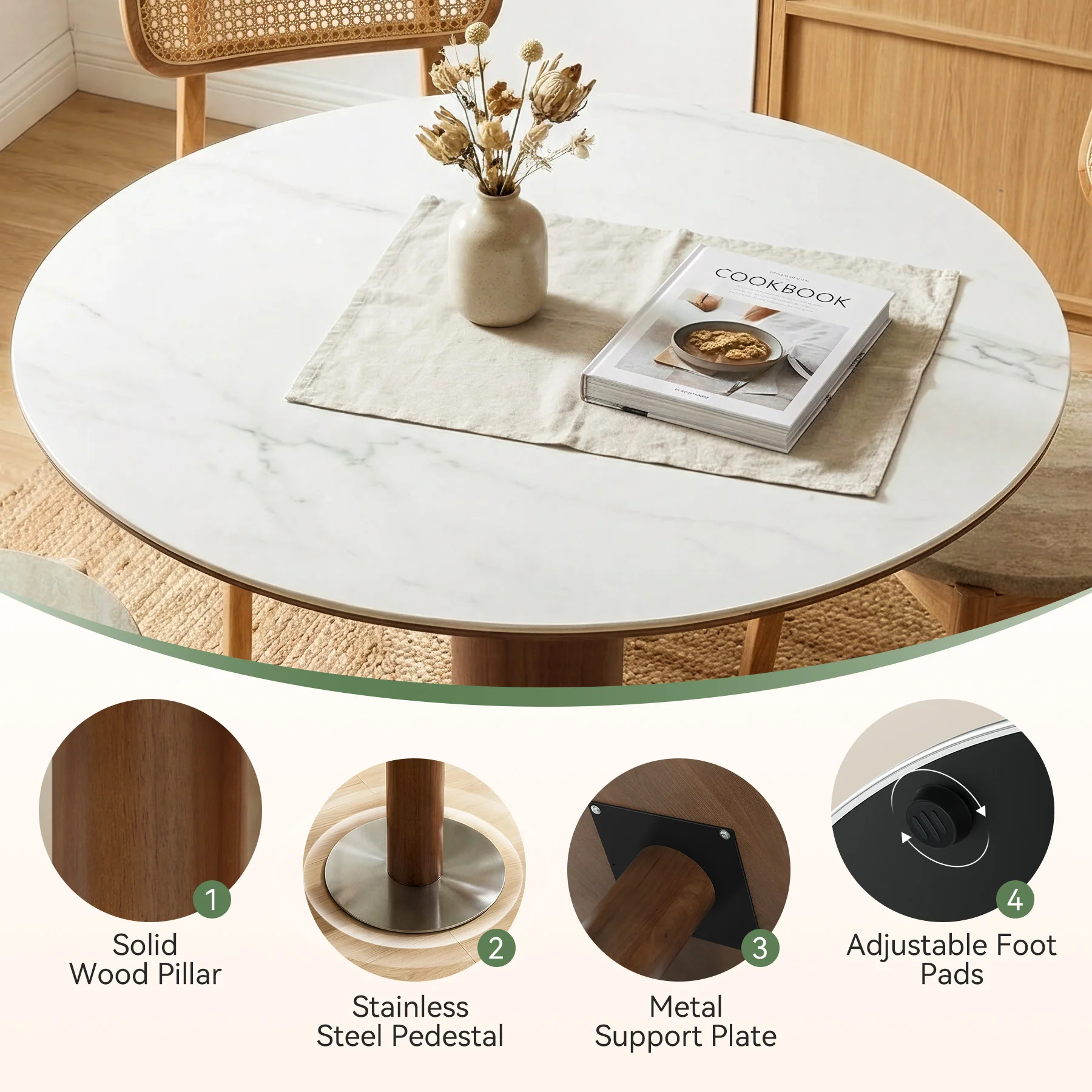 31.5" Round Conference Table, Small Wood Meeting Room Table for 2-4 People - Image 10