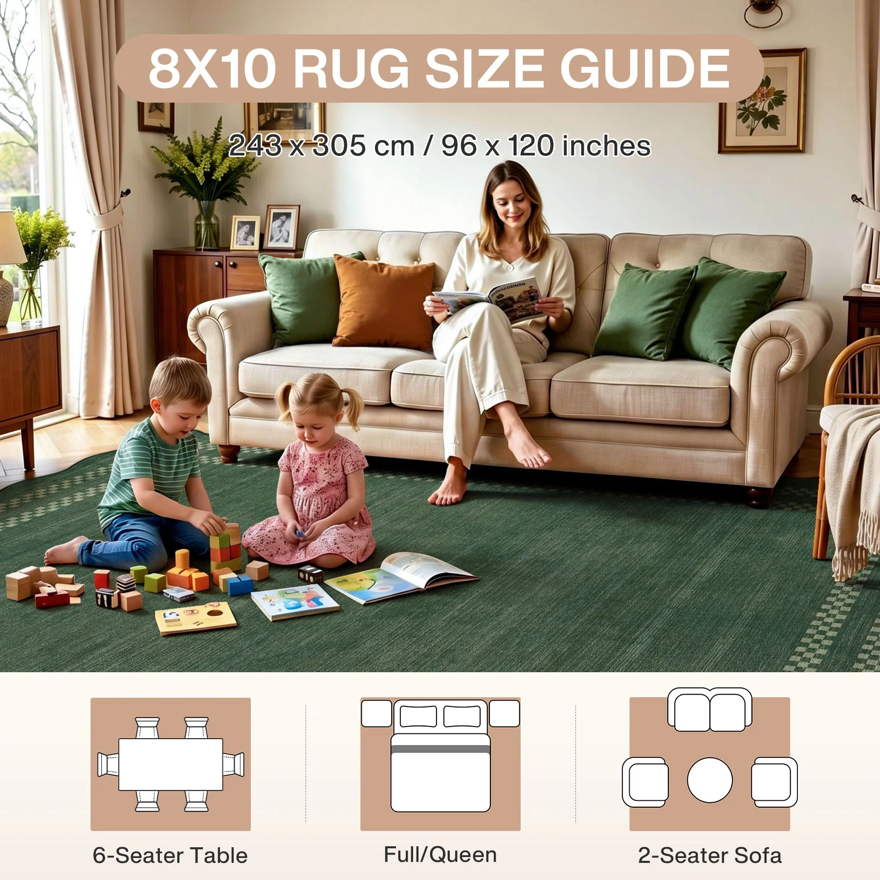 5x7/8x10 Scalloped Washable Area Rugs, Soft Geometric Non-Slip Indoor Rug for Living Room Bedroom, Oeko-Tex Certified - Image 11